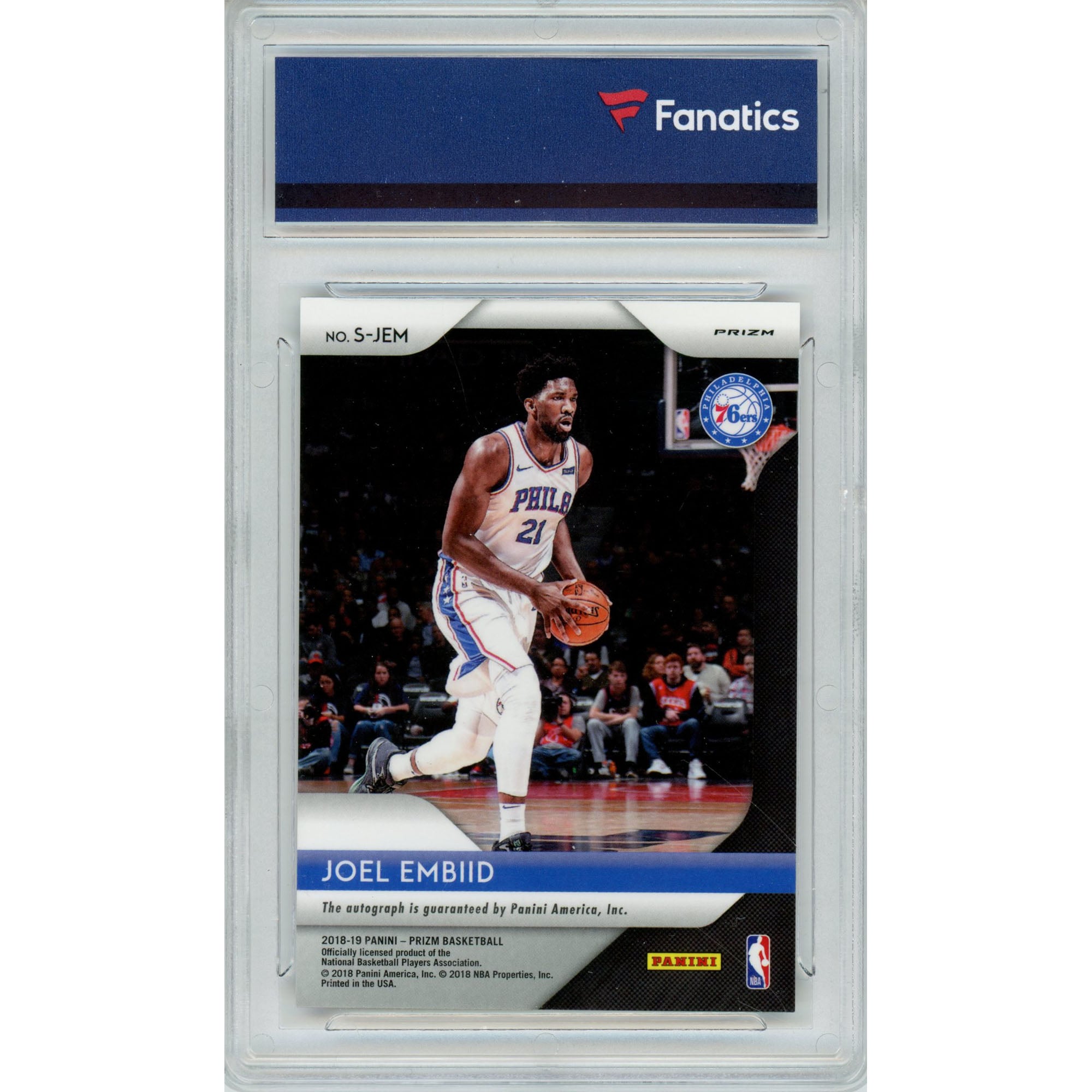 Joel Embiid Philadelphia 76ers Autographed 2018-19 Panini Prizm