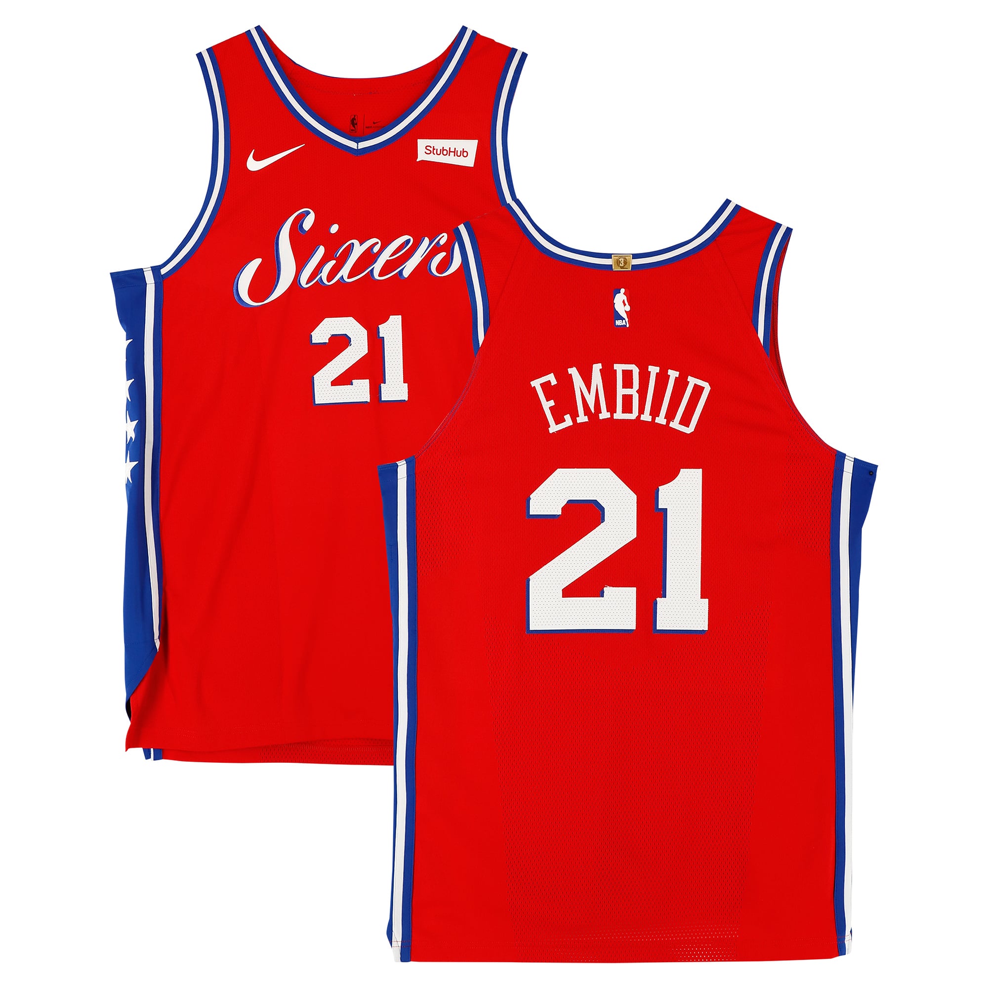 Joel Embiid Philadelphia 76ers Player-Issued #21 Red Jersey from the 2017-18 NBA Season - Size 52+2