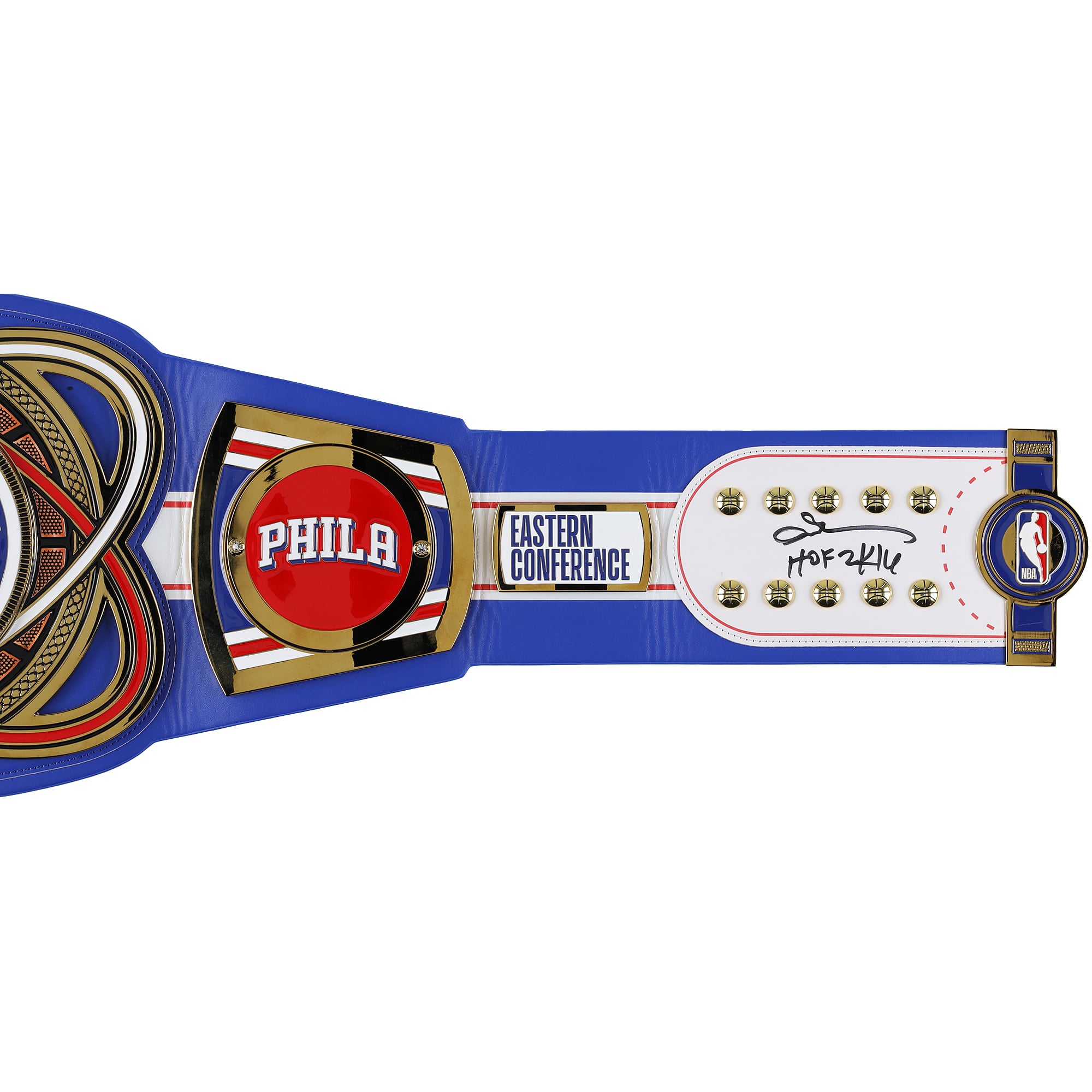 Julius Erving & Allen Iverson Philadelphia 76ers Autographed WWE Legacy Title Belt with "HOF" Inscriptions