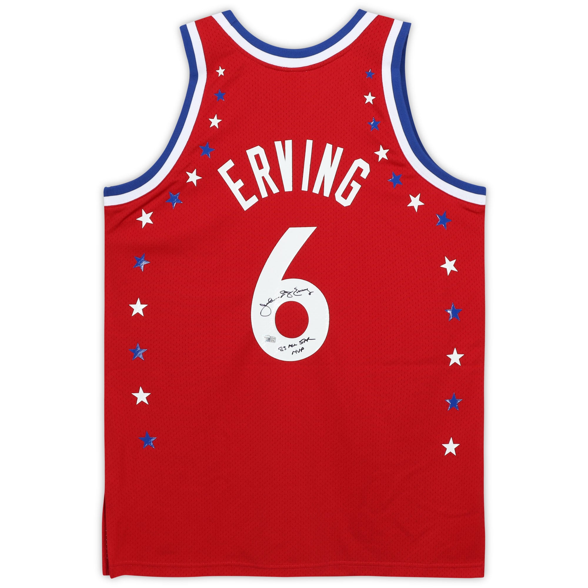 Julius Erving Philadelphia 76ers Autographed Red Mitchell & Ness 1982-83 Hardwood Classics Swingman Jersey with "83 All-Star MVP" Inscription