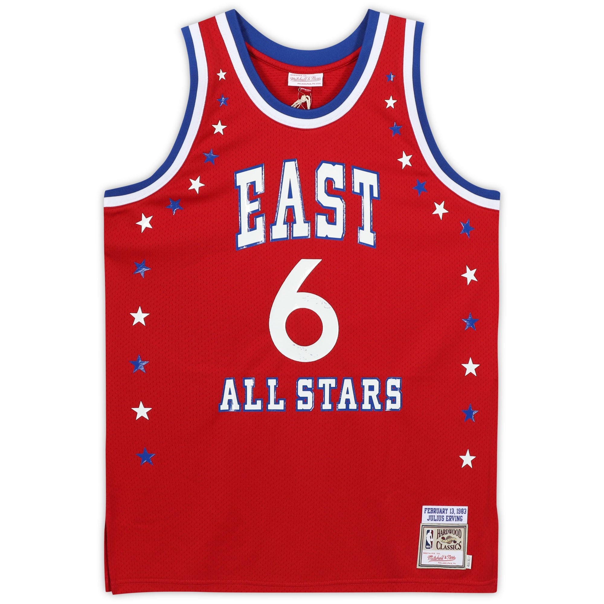 Julius Erving Philadelphia 76ers Autographed Red Mitchell & Ness 1982-83 Hardwood Classics Swingman Jersey with "83 All-Star MVP" Inscription
