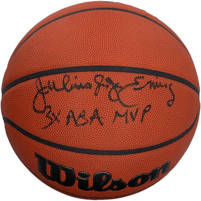 Julius Erving Philadelphia 76ers Autographed Fanatics Authentic Wilson Authentic Series Indoor/Outdoor Basketball with "3X ABA MVP" Inscription - Black Ink