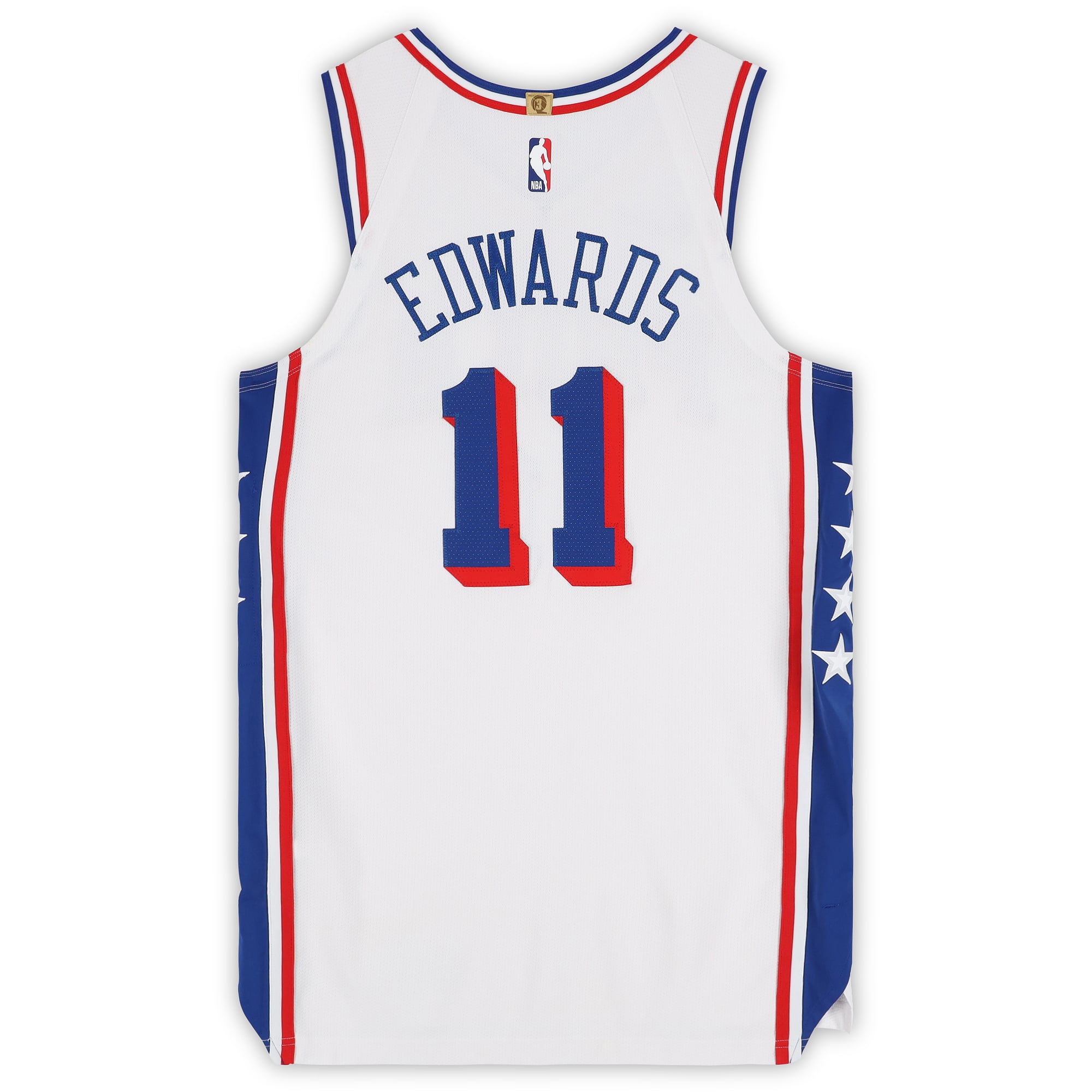 Justin Edwards Philadelphia 76ers Game-Used #11 White Nike Jersey vs. Boston Celtics on April 30, 2026 - Size 46+4