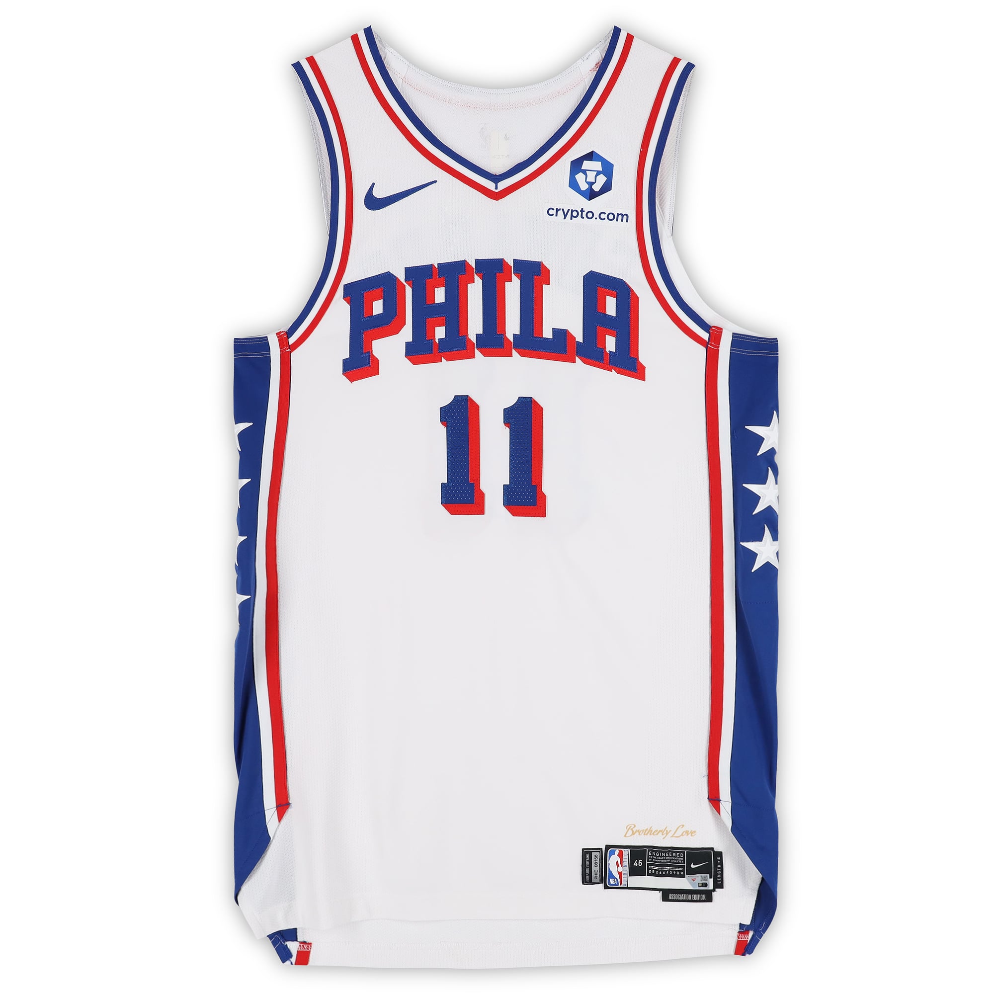 Justin Edwards Philadelphia 76ers Game-Used #11 White Nike Jersey vs. Boston Celtics on April 30, 2026 - Size 46+4