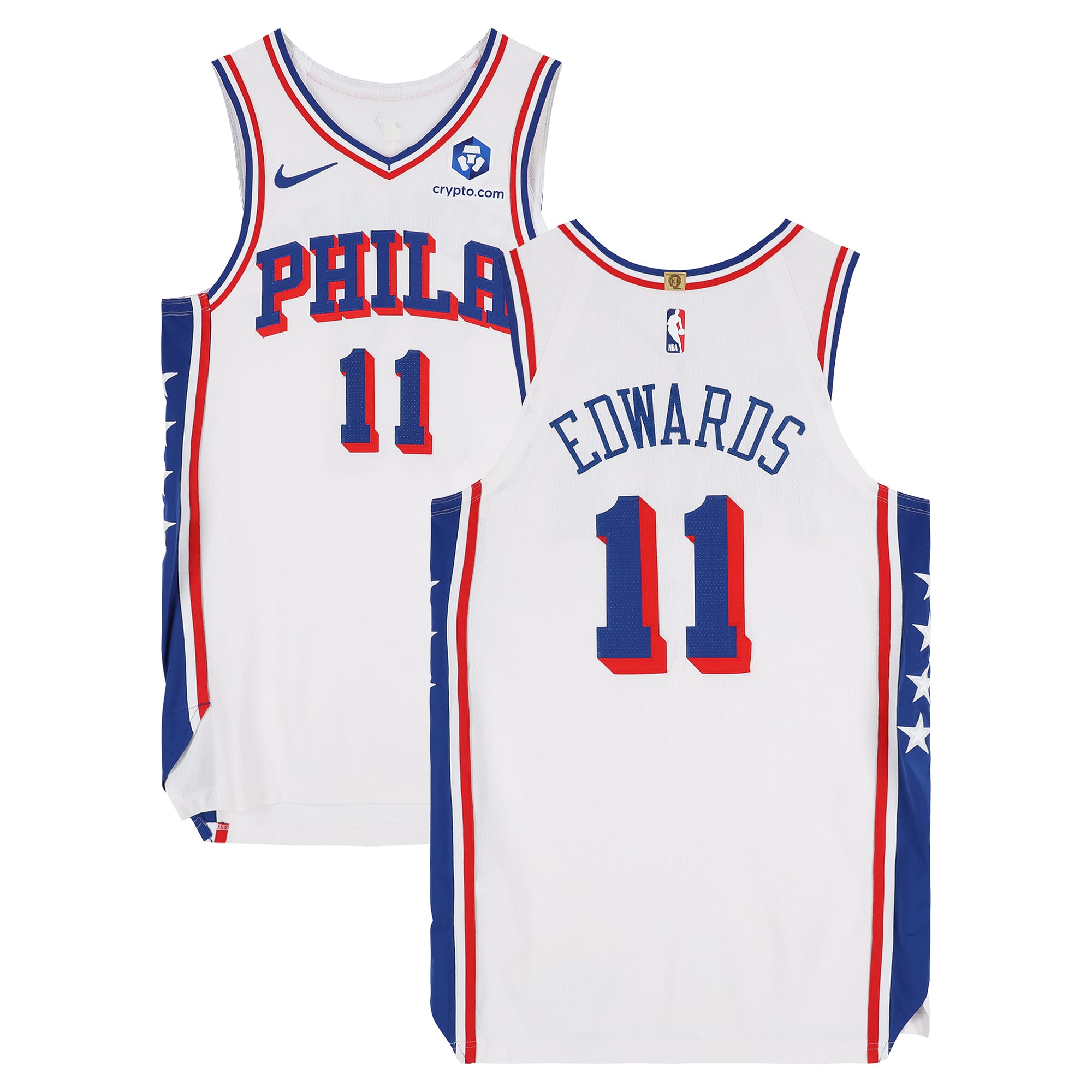 Justin Edwards Philadelphia 76ers Game-Used #11 White Nike Jersey vs. Boston Celtics on April 30, 2026 - Size 46+4