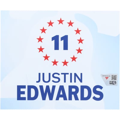 Justin Edwards Philadelphia 76ers Fanatics Authentic Player-Issued #11 White Nameplate from the 2025-26 NBA Season  