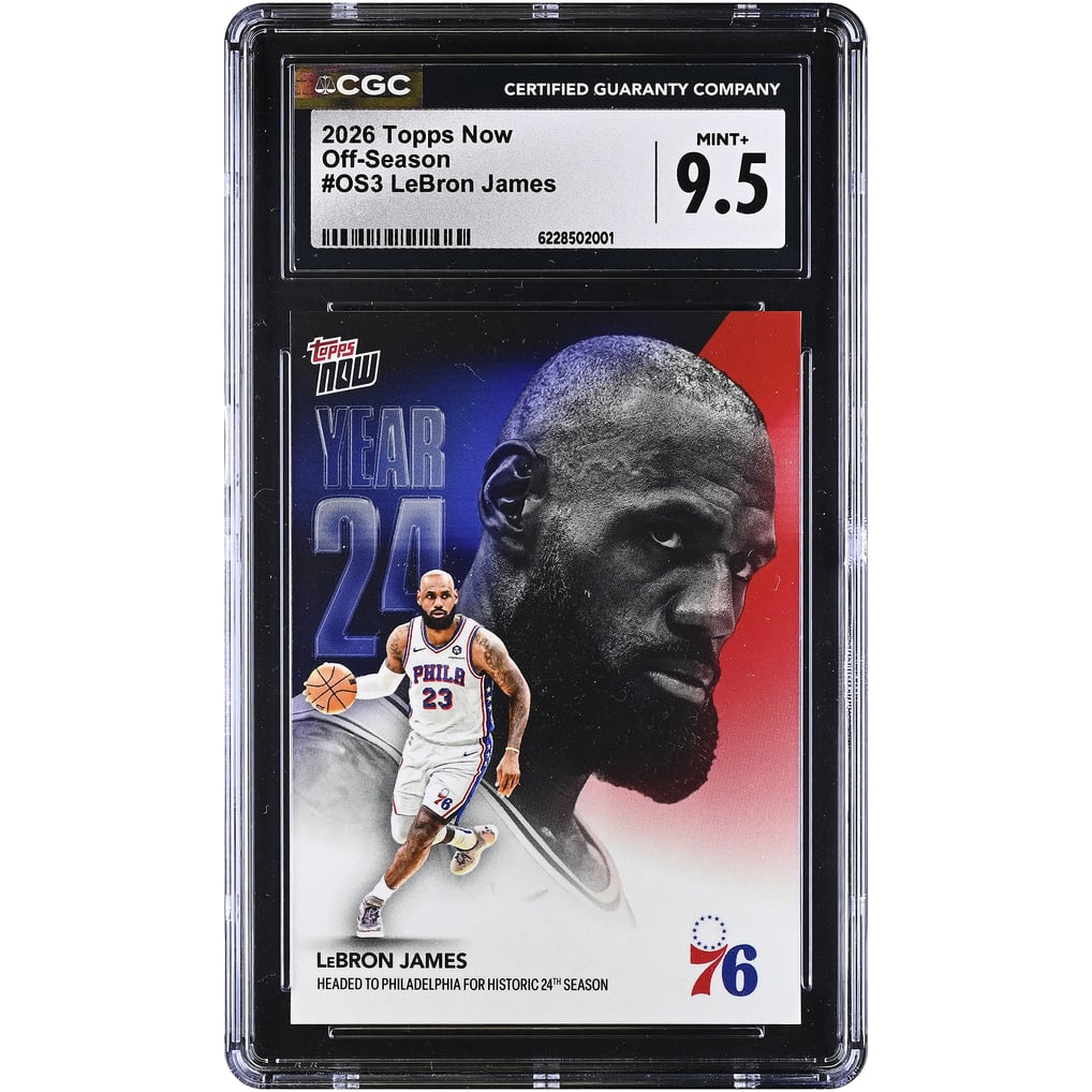 Card Transaction Statement LeBron James Philadelphia 76ers 2026 Topps Now Off-Season #OS3 CGC ...
