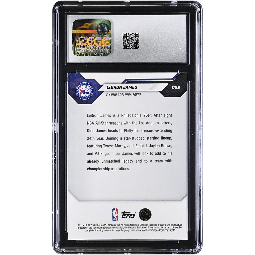 Card Transaction Statement LeBron James Philadelphia 76ers 2026 Topps Now Off-Season #OS3 CGC ...