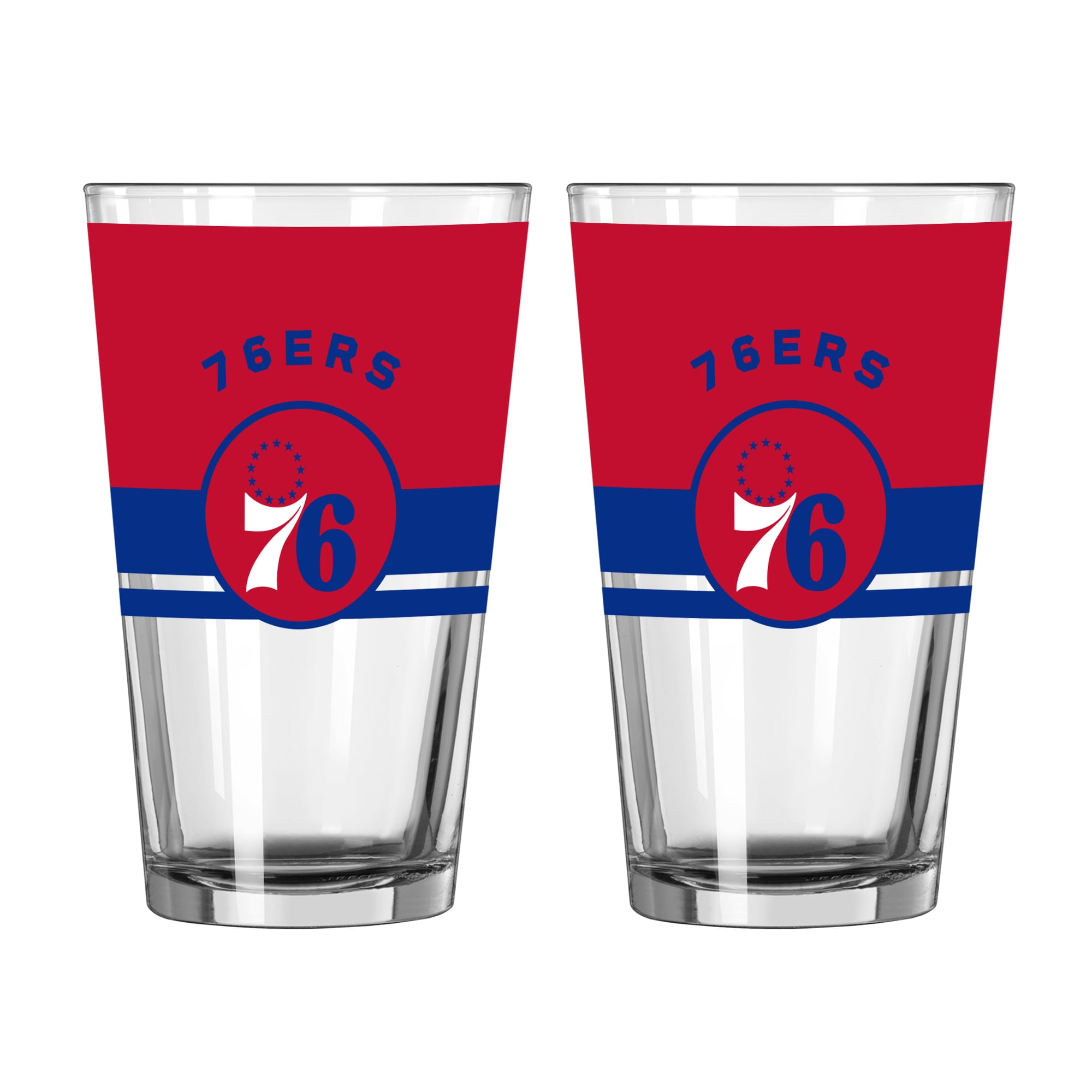 Ensemble de deux verres à bière Horizon de 473 ml (16 oz) Logo Brands Philadelphia 76ers