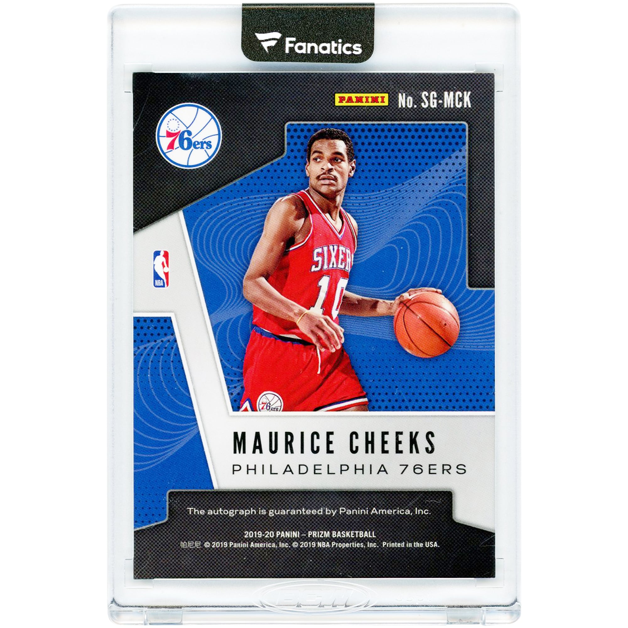 Carte Panini Prizm SG-MCK autographiée de Maurice Cheeks (Philadelphia 76ers) 2019-20