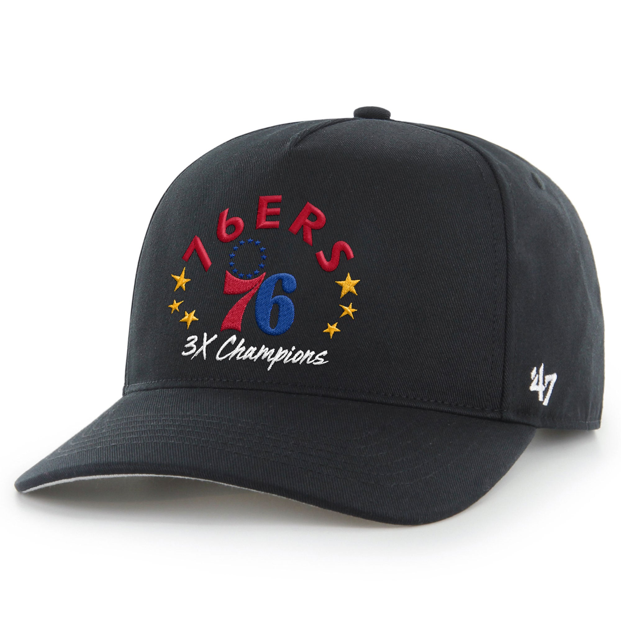 Men's Philadelphia 76ers '47 Black Champs Global Star Hitch Adjustable Hat