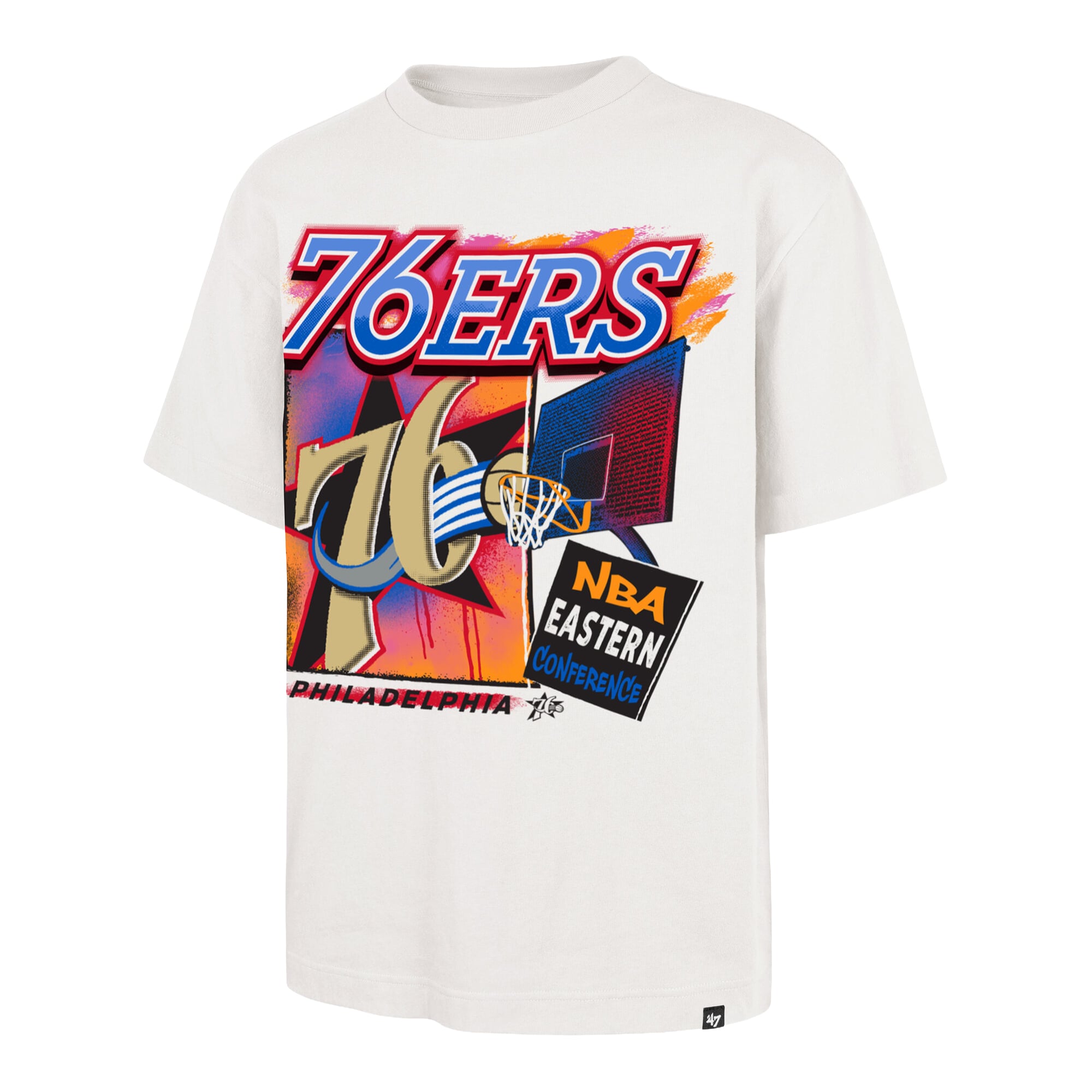 T-shirt homme '47 Cream Philadelphia 76ers City Paint Reed Foundation