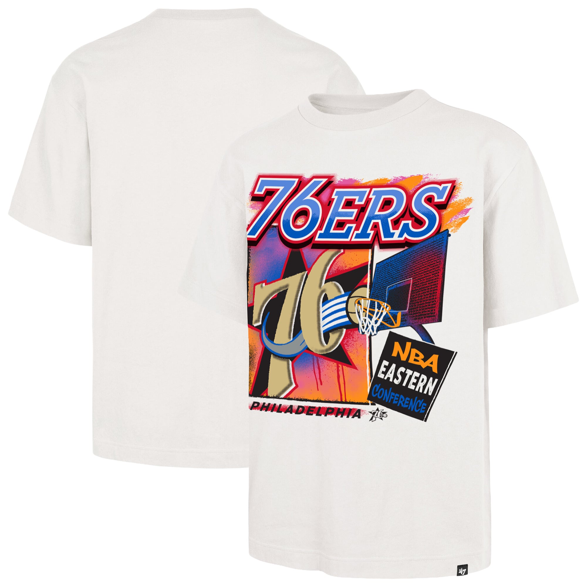 T-shirt homme '47 Cream Philadelphia 76ers City Paint Reed Foundation