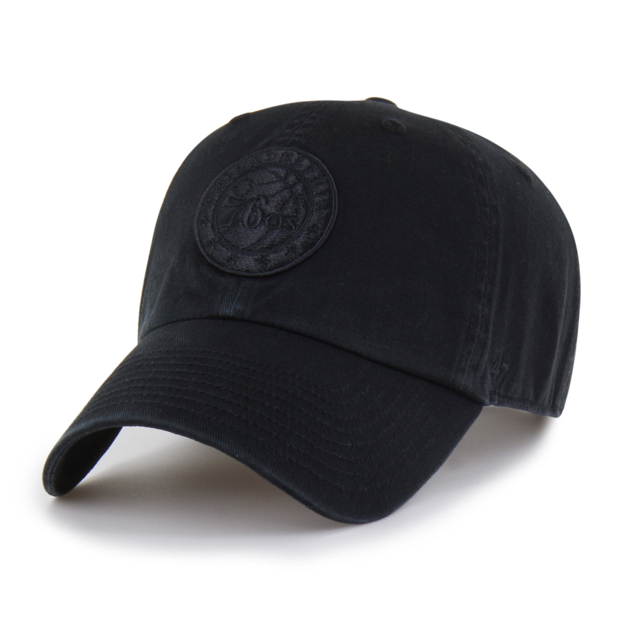 Men's Philadelphia 76ers '47 Black on Black Clean Up Adjustable Hat