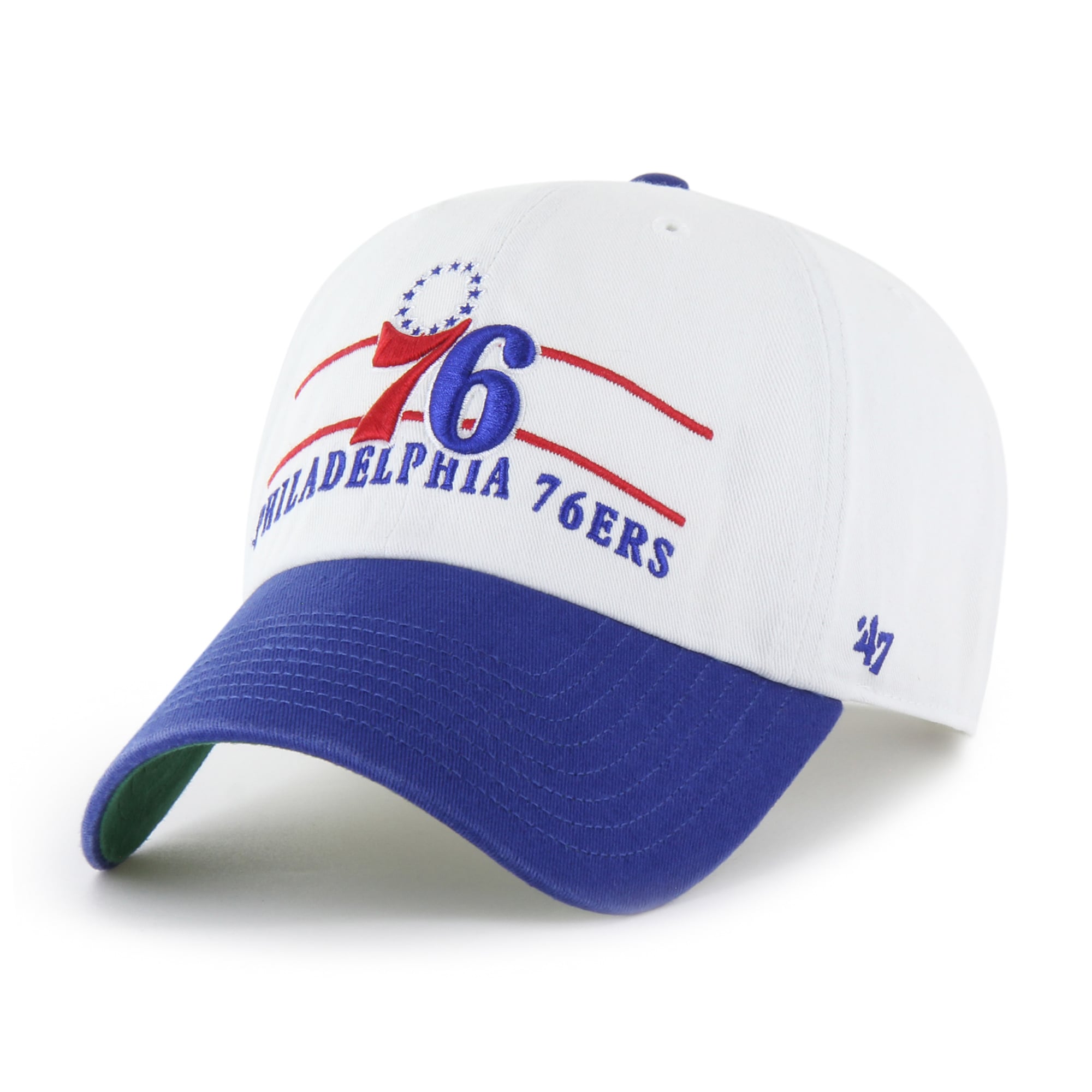 Men's '47 White Philadelphia 76ers Double Header Clean Up Adjustable Hat