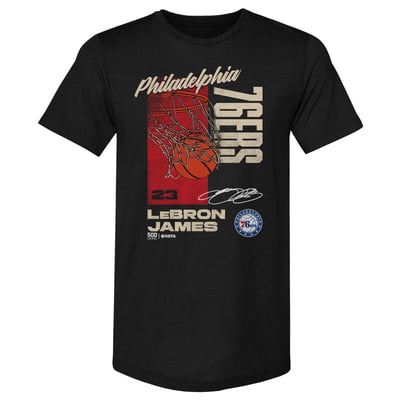LeBron James Philadelphia 76ers 500 Level All Net Premium Tri-Blend T-Shirt - Black