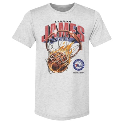 LeBron James Philadelphia 76ers 500 Level On Fire Premium Tri-Blend T-Shirt - Silver