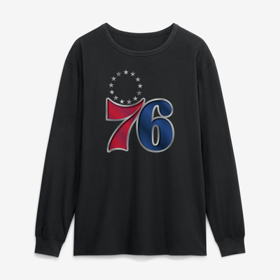 Philadelphia 76ers  Metallic Mascot Long Sleeve T-Shirt - Black