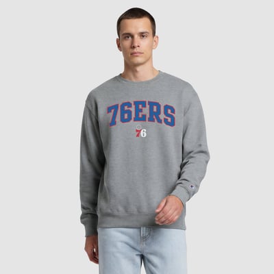  Philadelphia 76ers Champion Contrast Crewneck Sweatshirt - Gray
