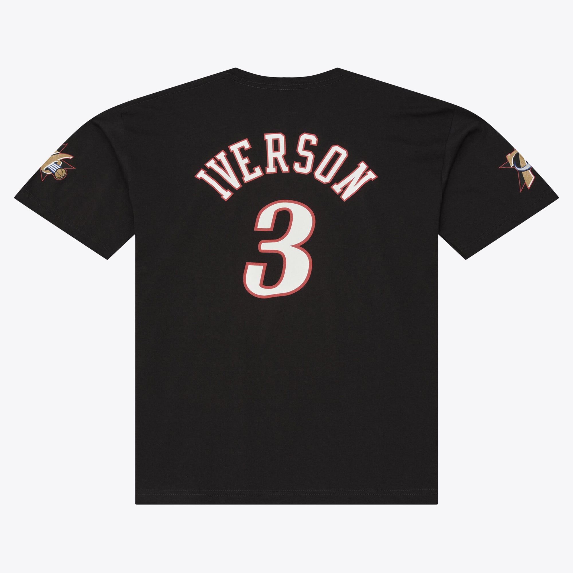 T-shirt classique Mitchell & Ness Allen Iverson noir Philadelphia 76ers Hardwood Classics pour homme, nom et numéro