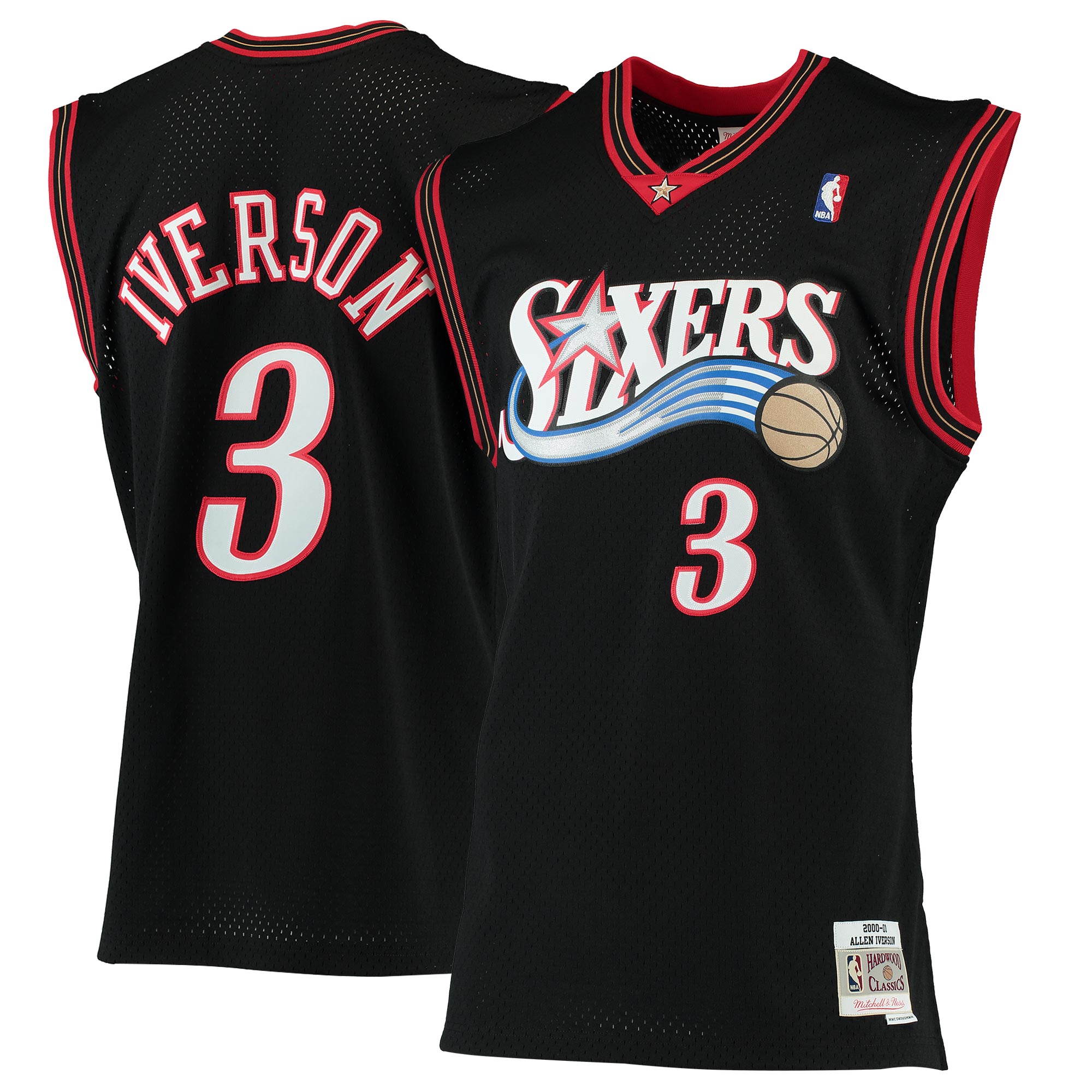 シューティング美品 NBA IVERSON アレン・アイバーソン 76ers ユニフォーム　黒