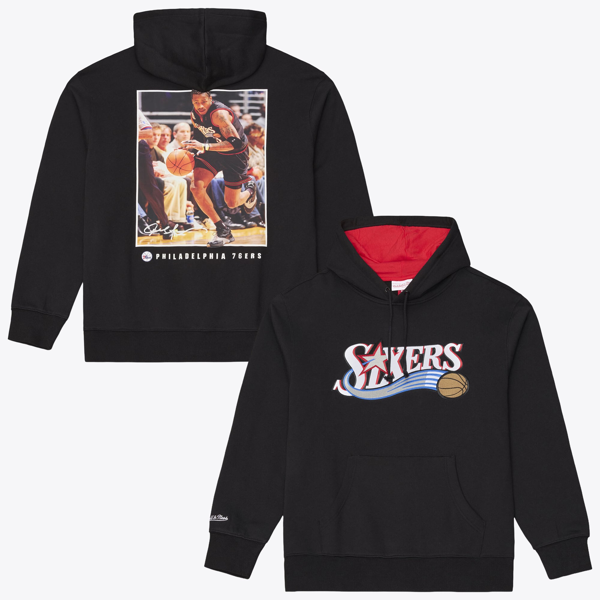 Sweat à capuche en polaire Mitchell & Ness Allen Iverson noir des Philadelphia 76ers pour homme