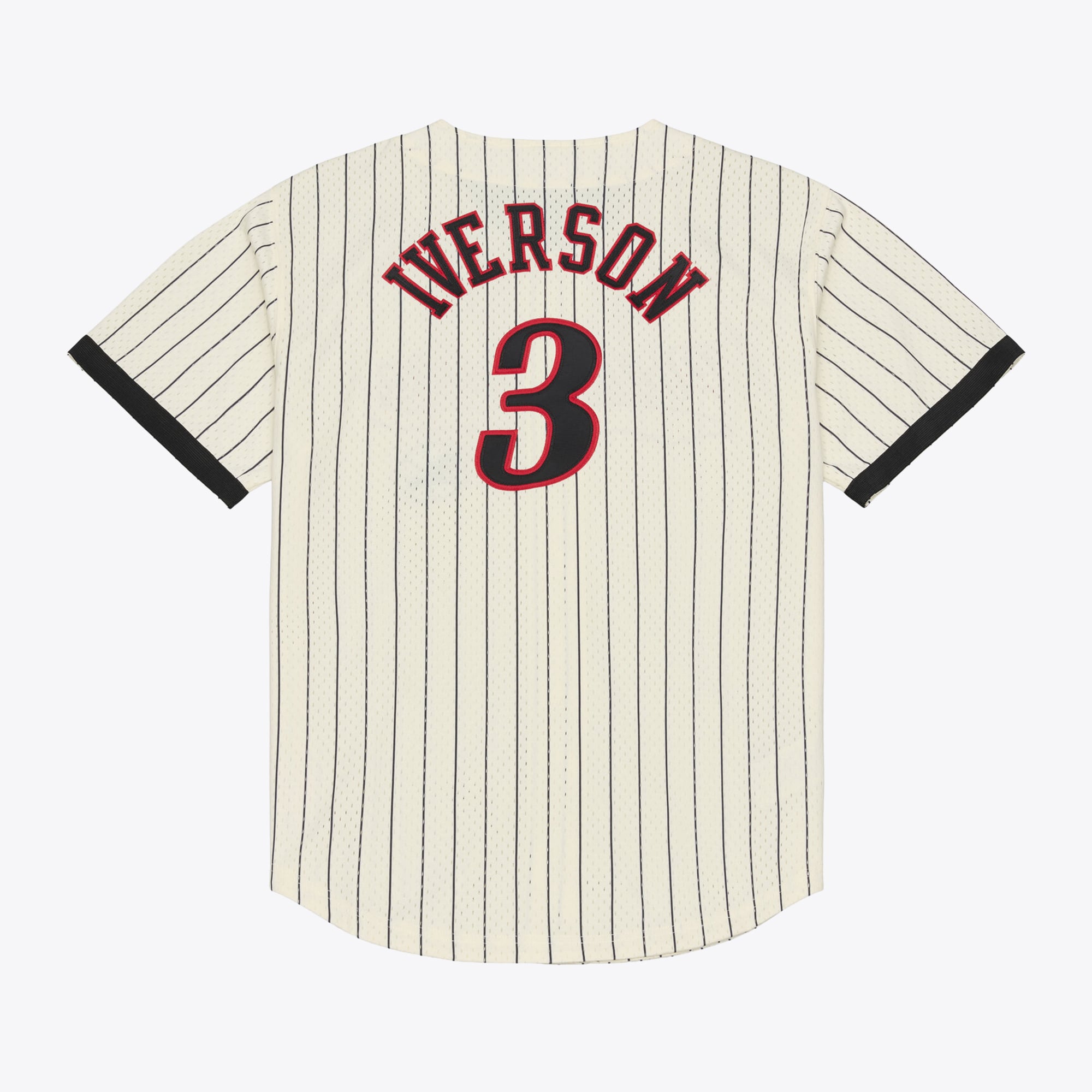Maillot Mitchell & Ness Allen Iverson crème Philadelphia 76ers pour homme, en maille et à boutons.