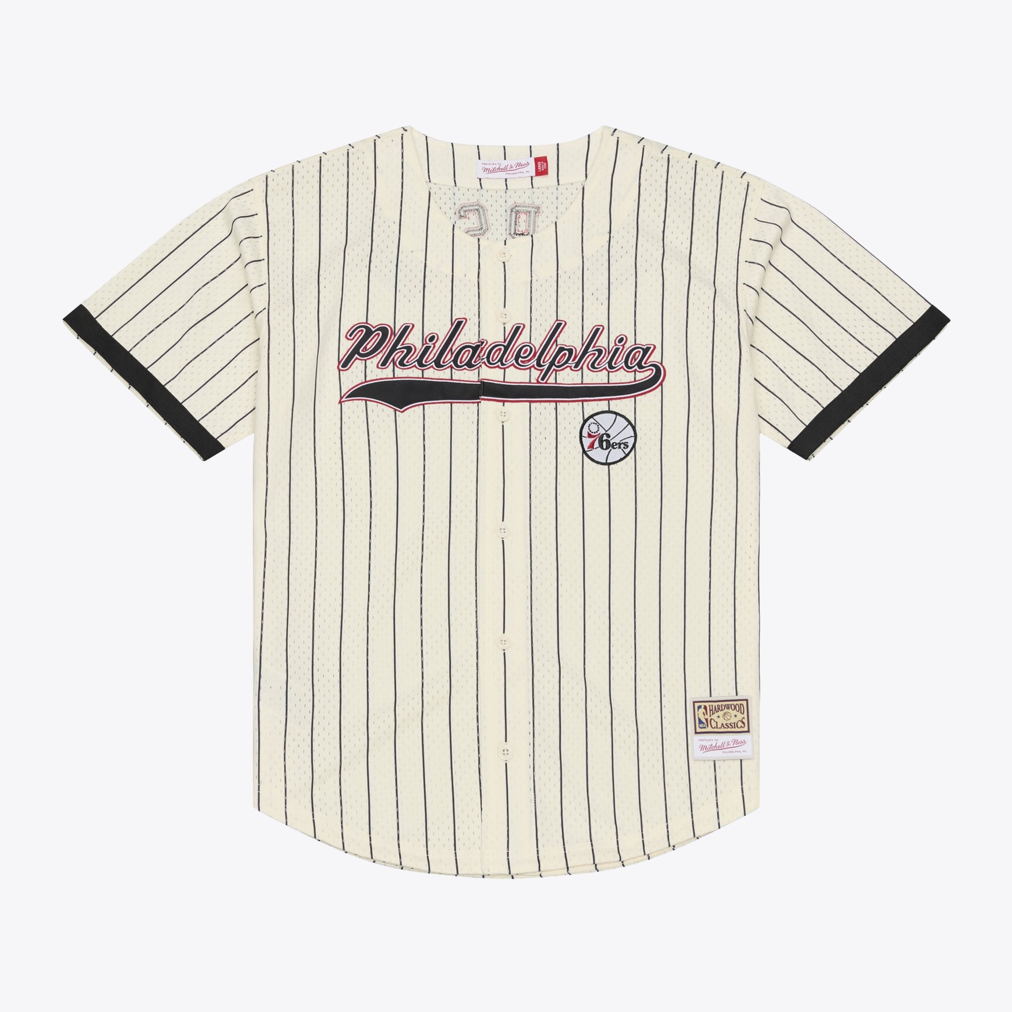 Maillot Mitchell & Ness Allen Iverson crème Philadelphia 76ers pour homme, en maille et à boutons.