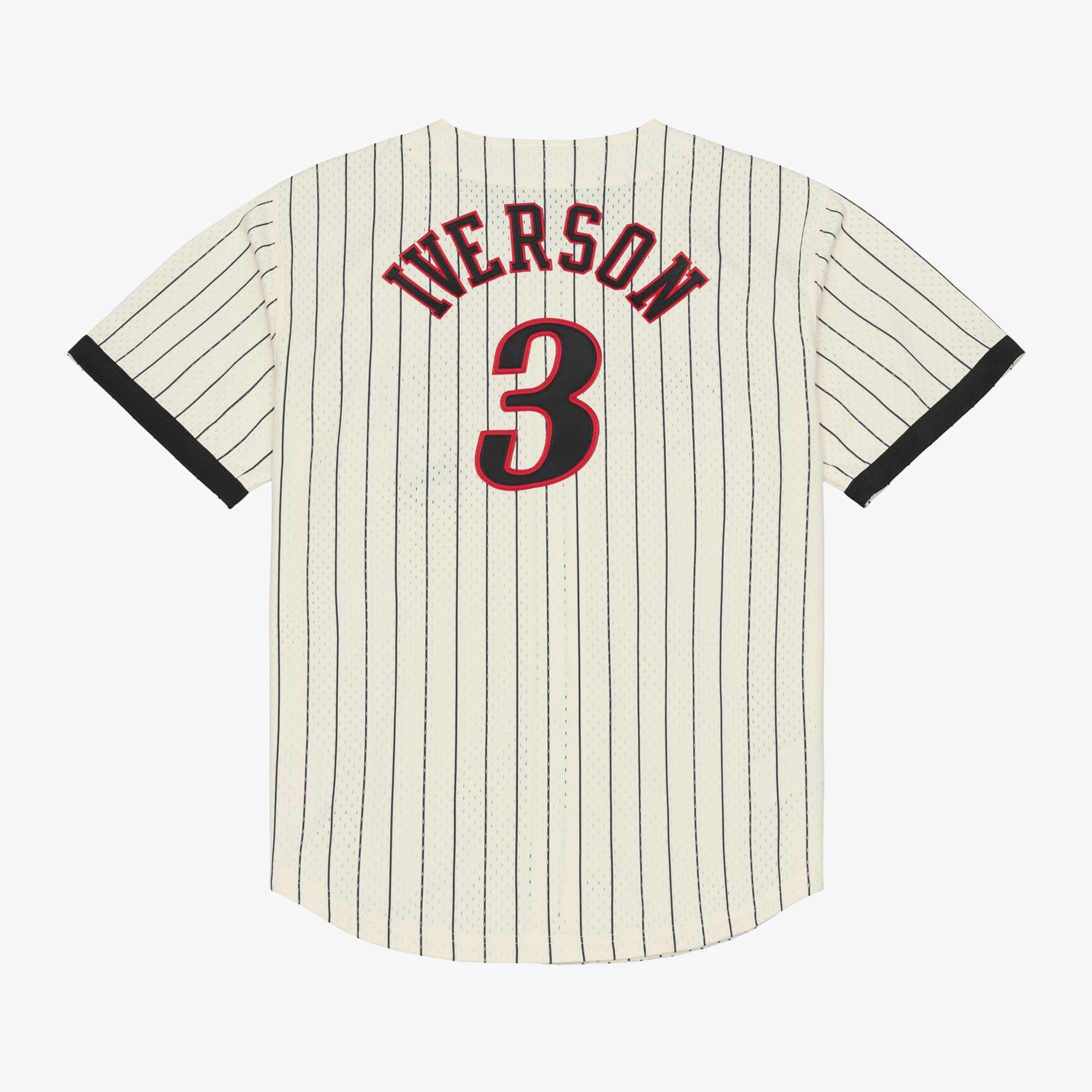 Maillot Mitchell & Ness Allen Iverson crème Philadelphia 76ers pour homme, en maille et à boutons.