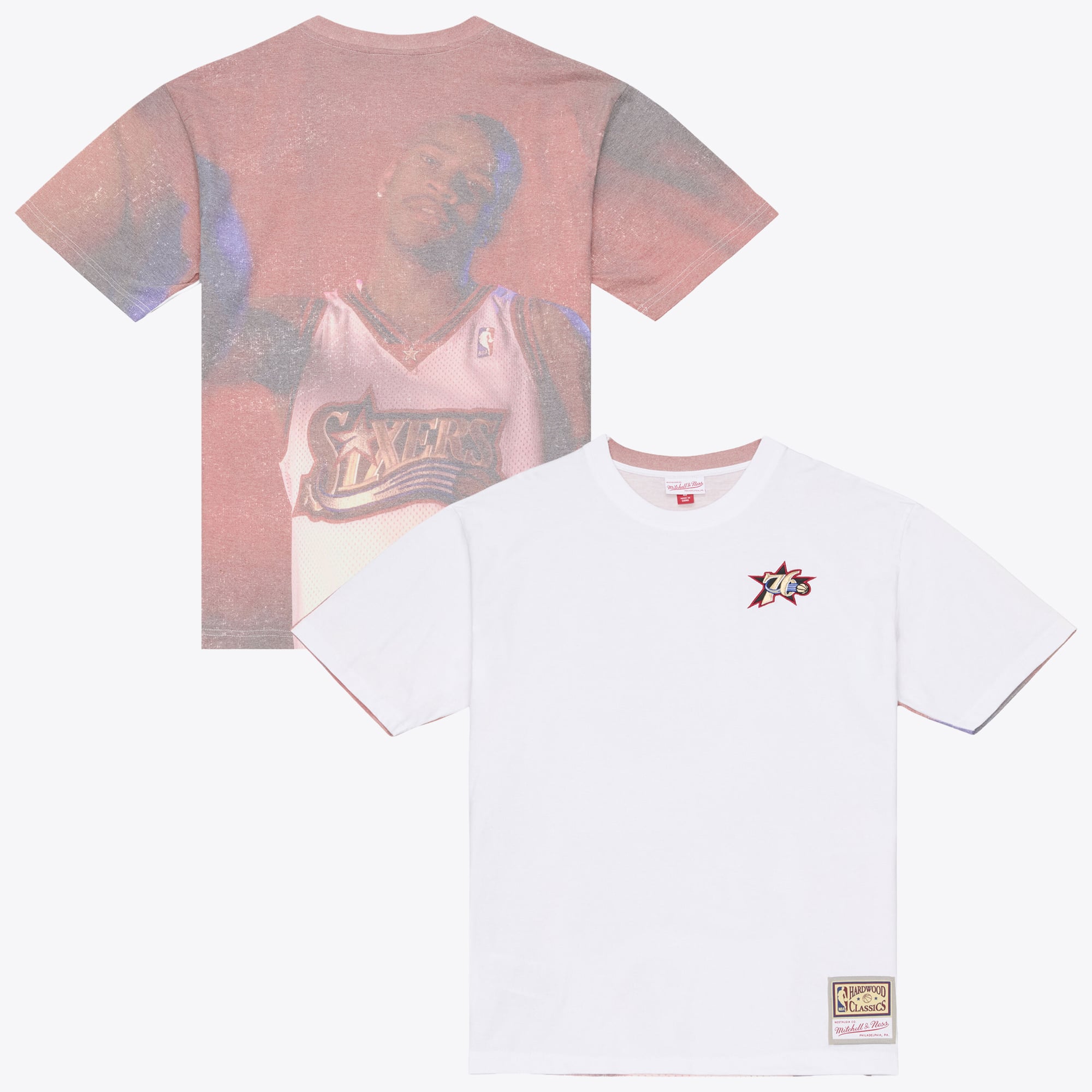 T-shirt Mitchell & Ness Allen Iverson blanc Philadelphia 76ers Hardwood Classics pour homme, imprimé par sublimation