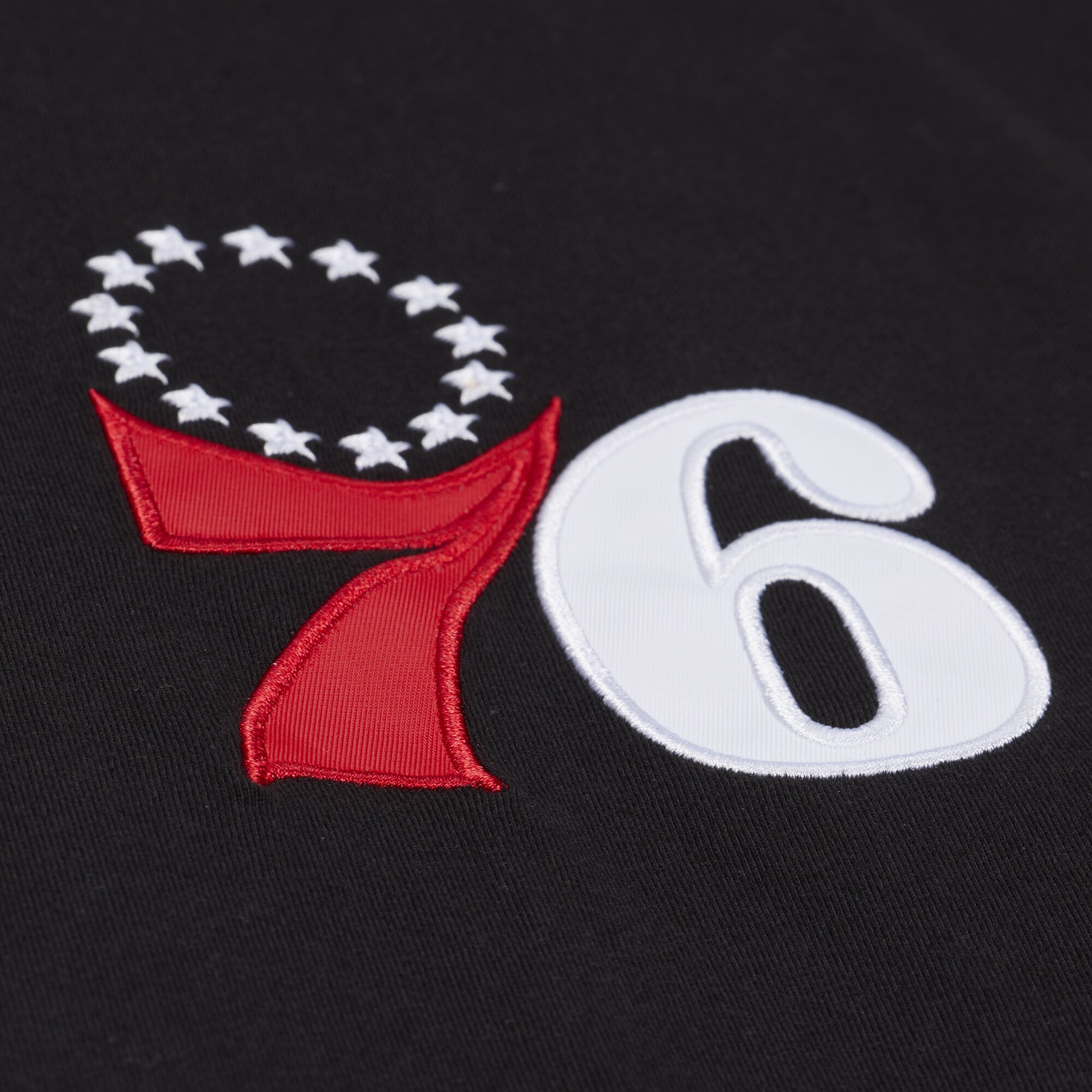 T-shirt à manches longues Mitchell & Ness noir Philadelphia 76ers triple carreaux pour homme