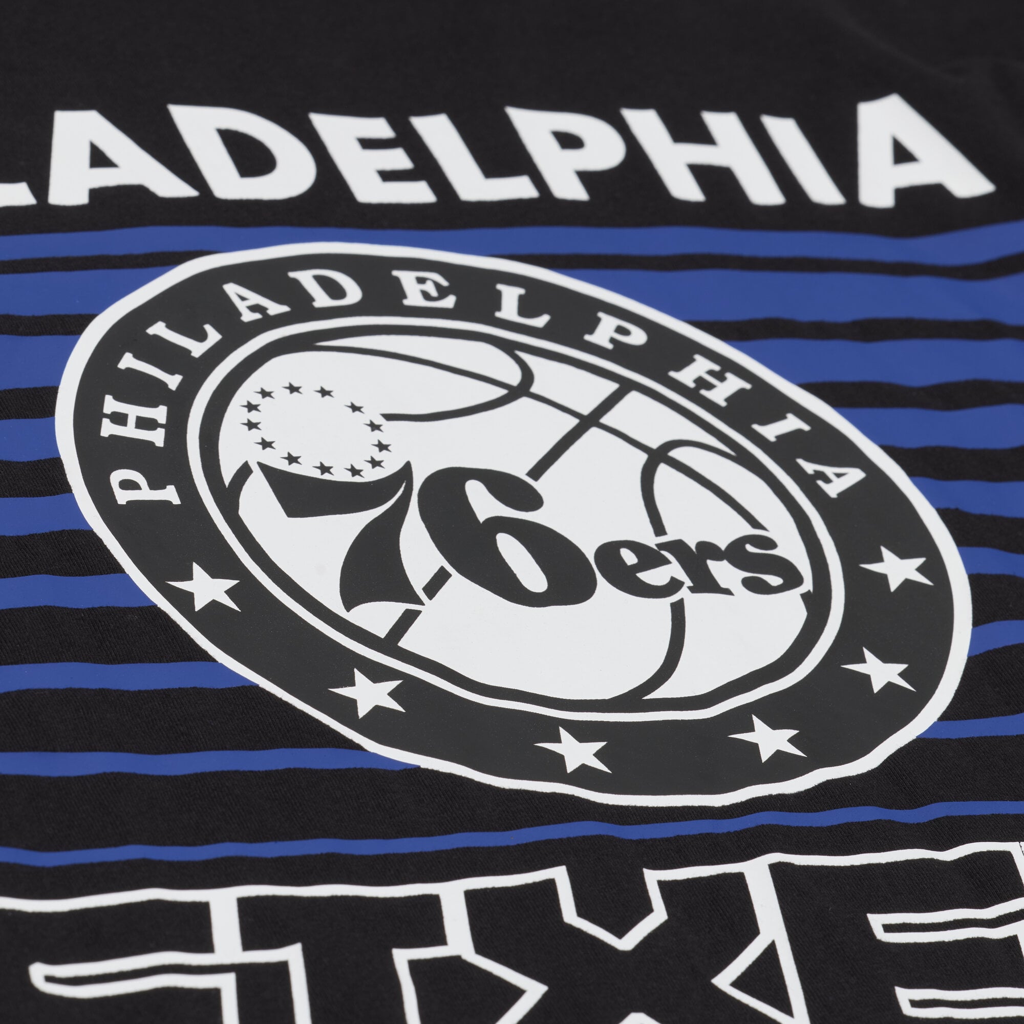 T-shirt à manches longues Mitchell & Ness noir Philadelphia 76ers triple carreaux pour homme