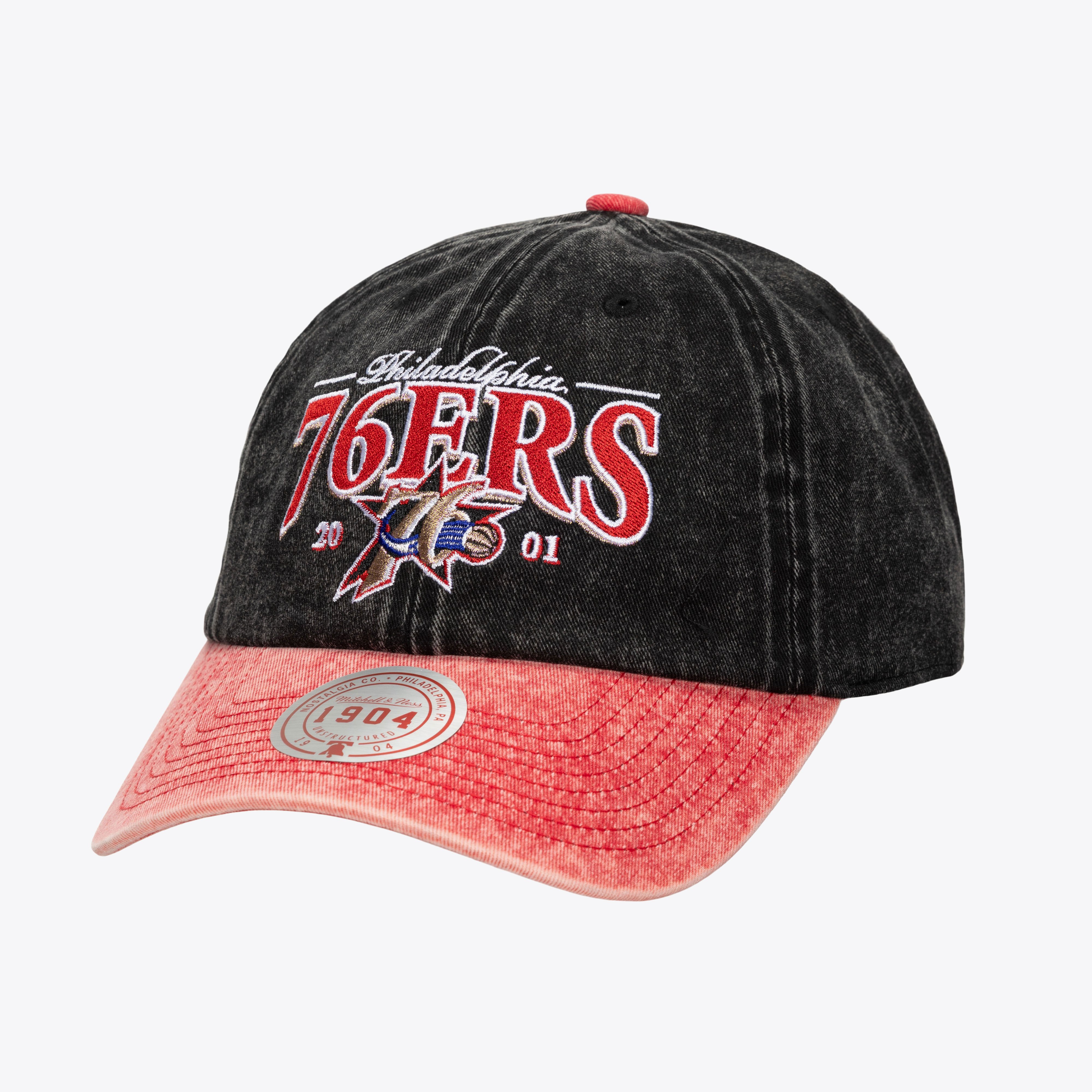 Men's Philadelphia 76ers Mitchell & Ness Black/Red Hardwood Classics Special Old School 1904 Adjustable Hat