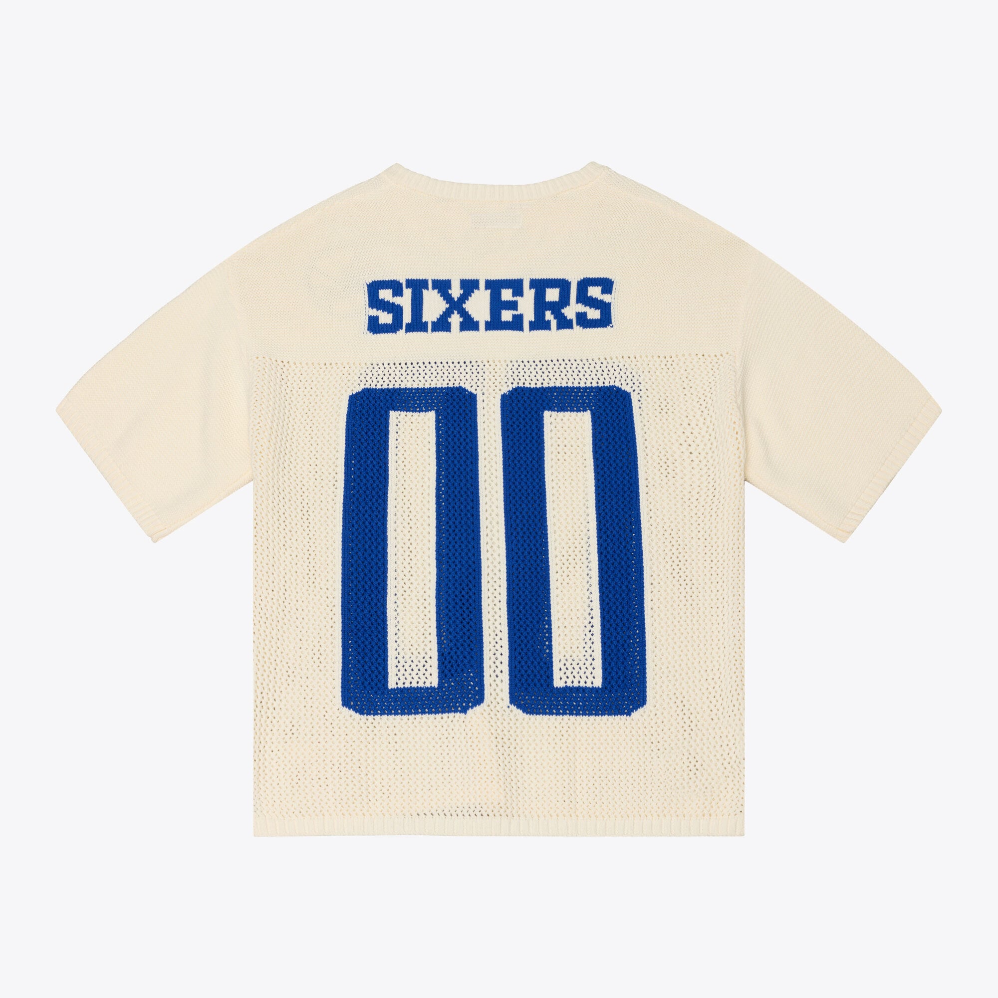 Men's Mitchell & Ness Cream Philadelphia 76ers Hardwood Classics Retro Roots Short Sleeve Sweater Jersey