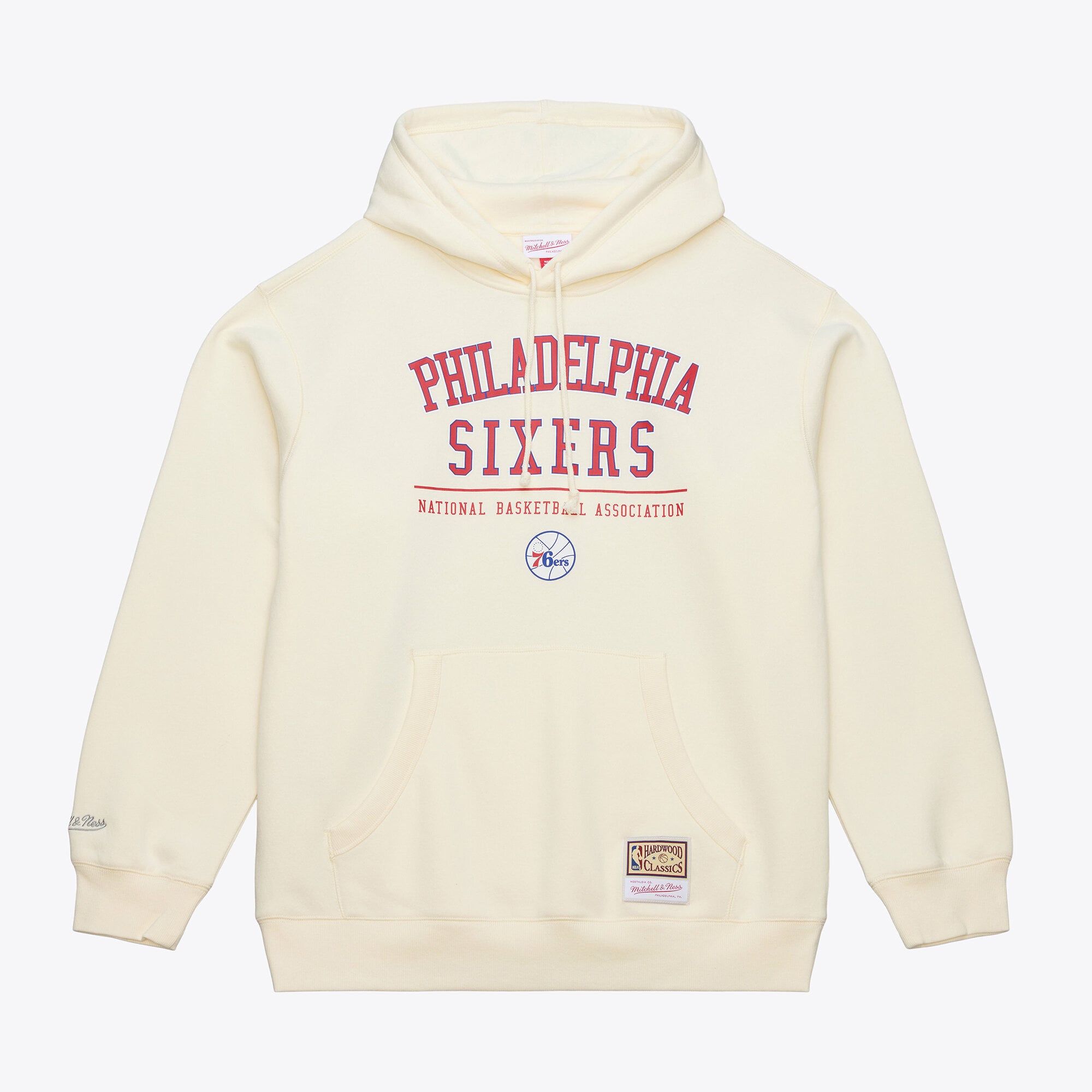 Men's Mitchell & Ness Cream Philadelphia 76ers Walk-Off Fleece Hoodie