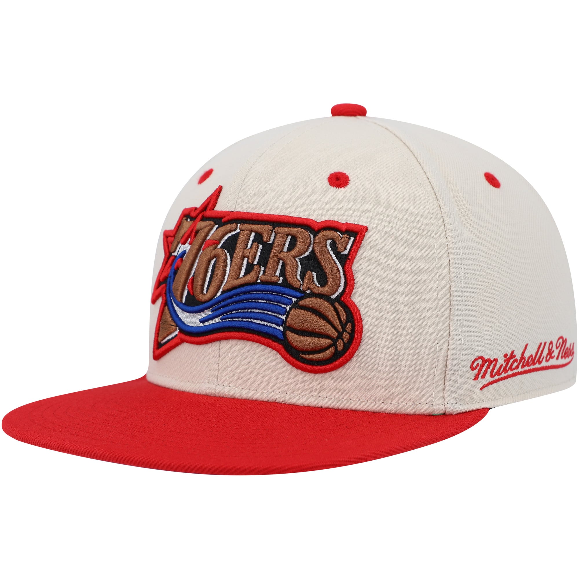 Men's Mitchell & Ness Cream/Red Philadelphia 76ers 2002 All-Star