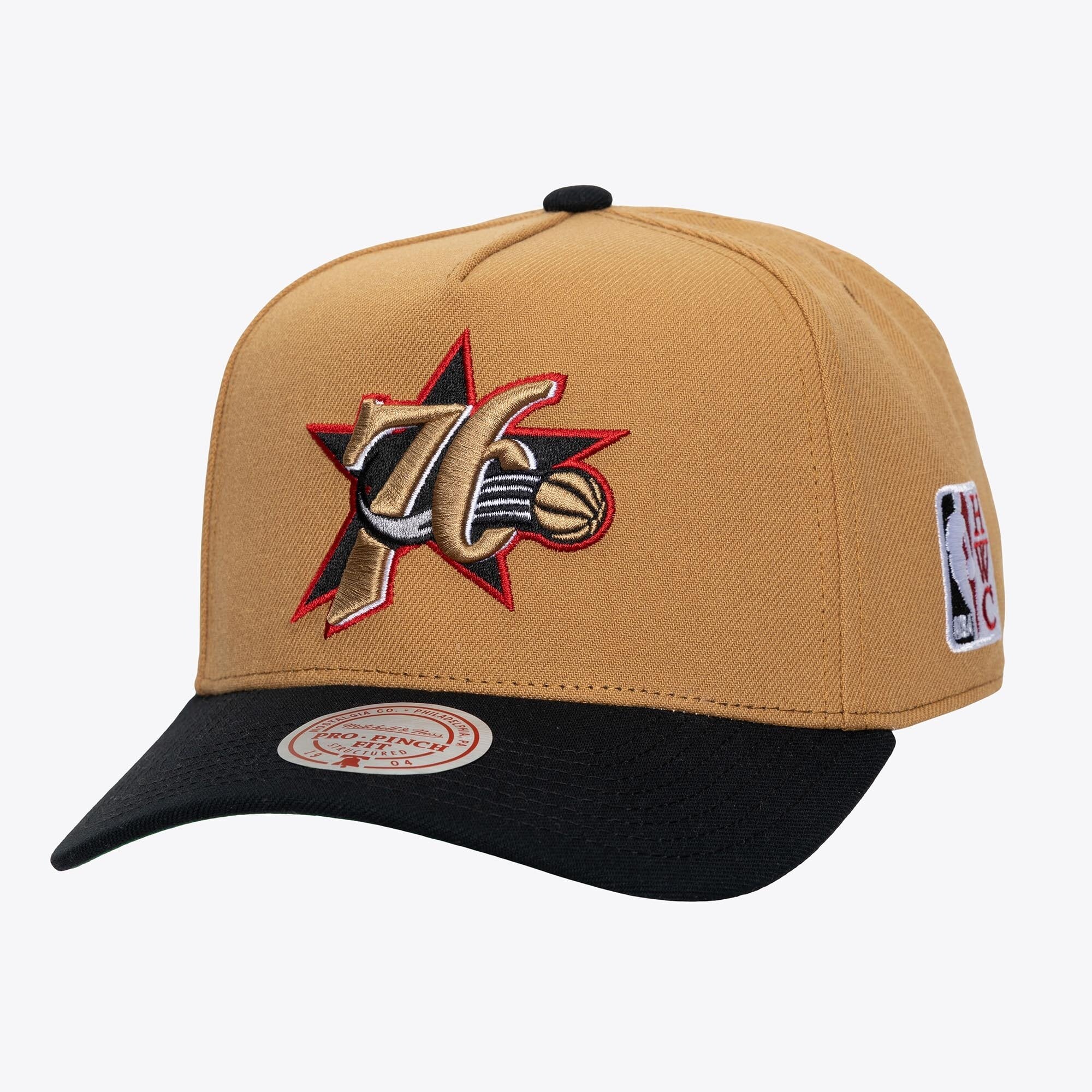 Men's Mitchell & Ness  Gold Philadelphia 76ers Legendary Home Pro Pinch Snapback Hat