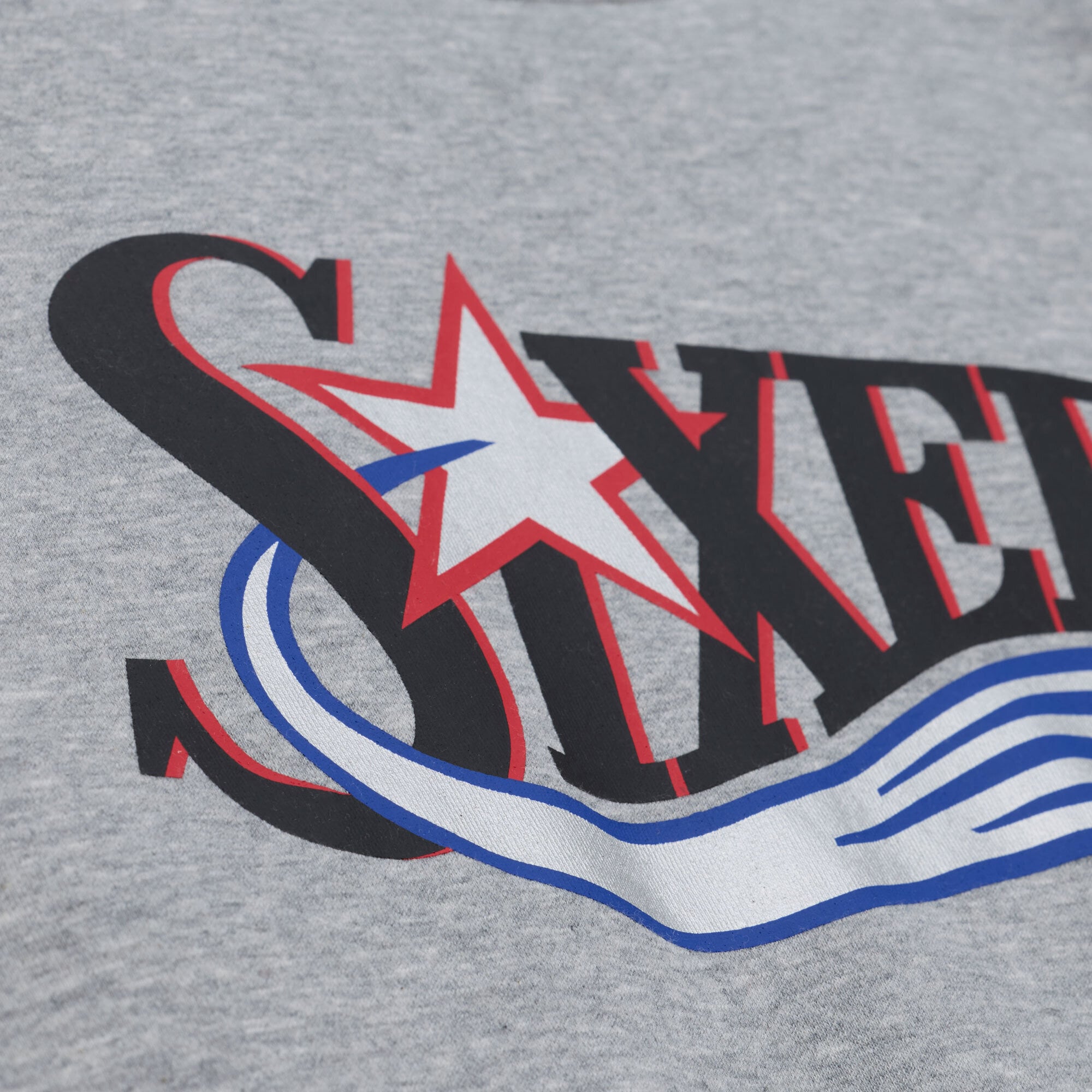 Men's Mitchell & Ness Heather Gray Philadelphia 76ers Walk-Off Fleece Sweatshirt