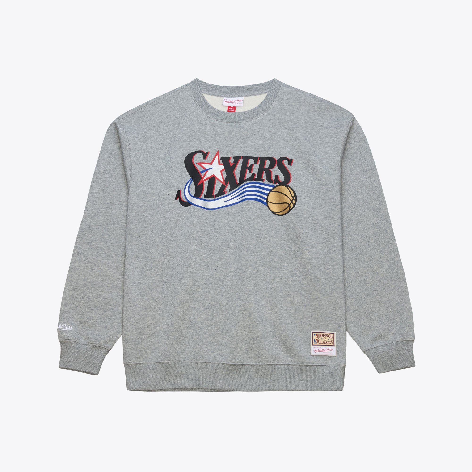 Men's Mitchell & Ness Heather Gray Philadelphia 76ers Walk-Off Fleece Sweatshirt