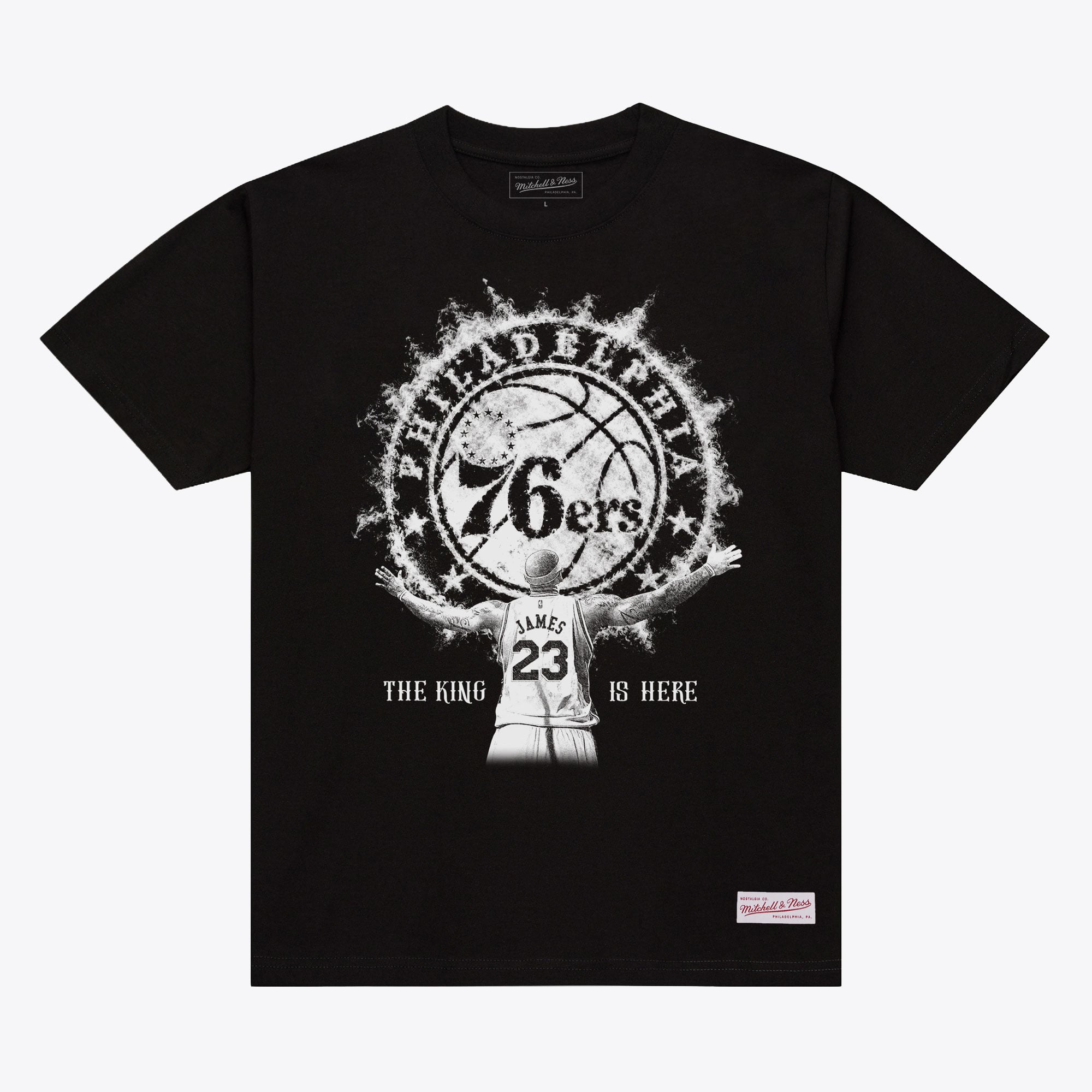 Men's Mitchell & Ness LeBron James Black Philadelphia 76ers Witness T-Shirt