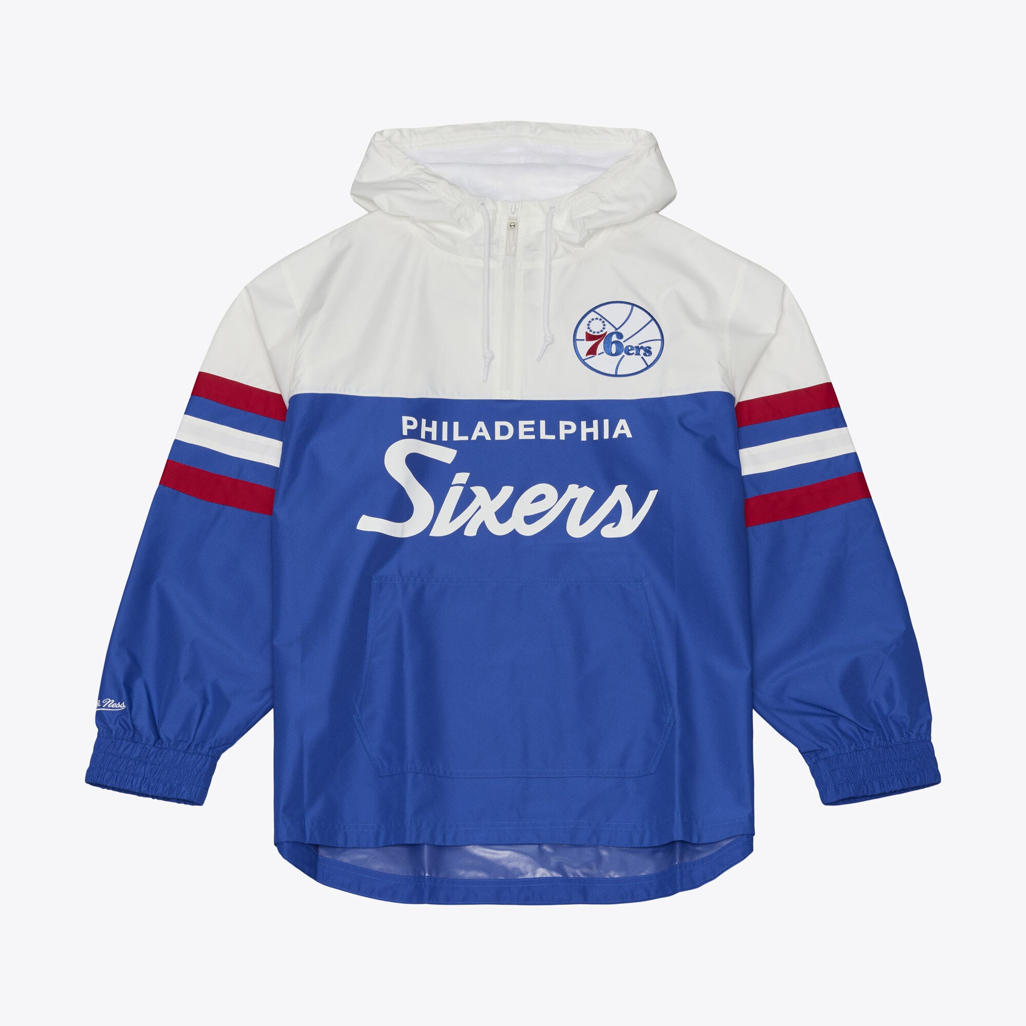 Men's Mitchell & Ness  Royal Philadelphia 76ers Head Coach Lightweight Anorak Quarter-Zip Windbreaker