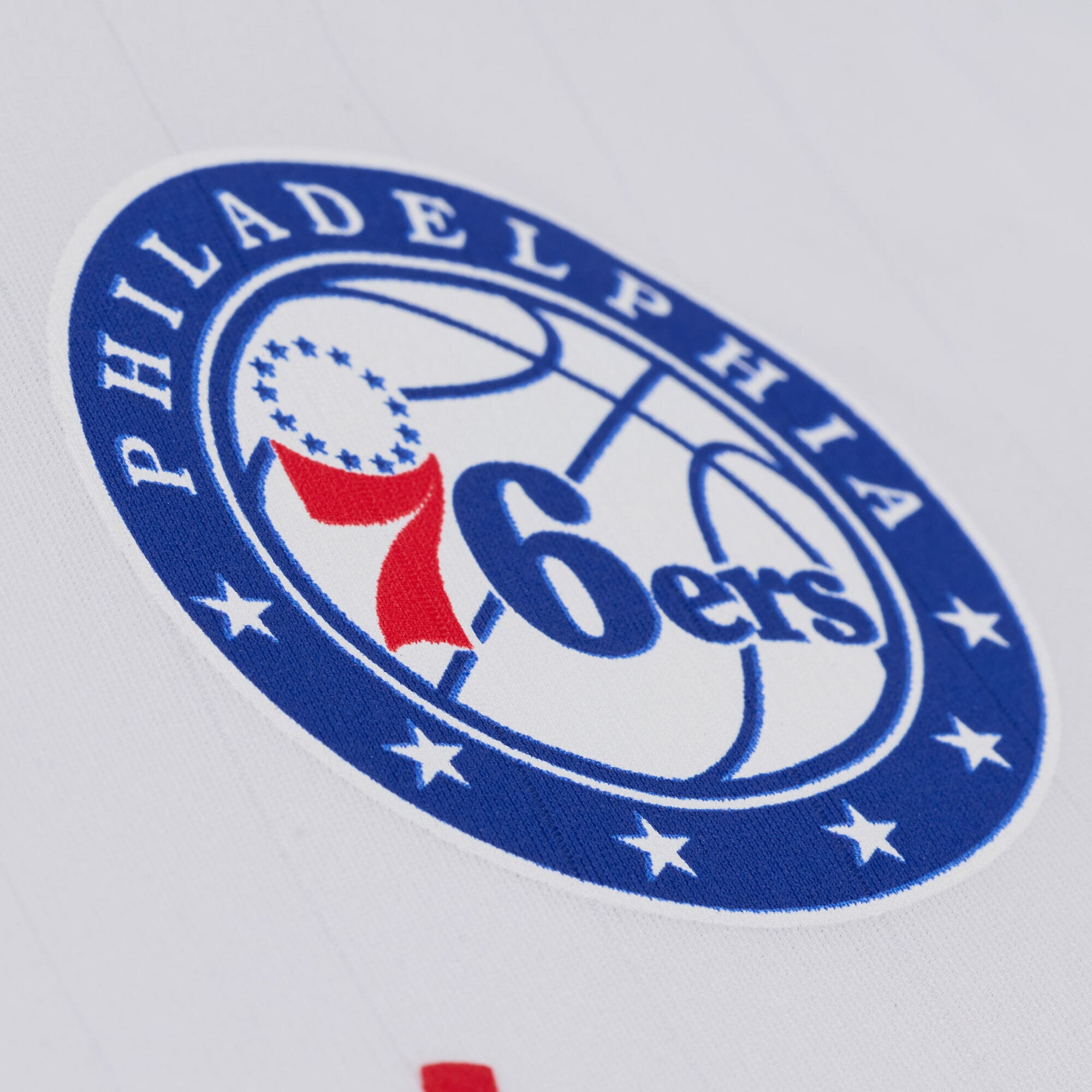 Polo à manches longues Mitchell & Ness blanc Philadelphia 76ers pour homme
