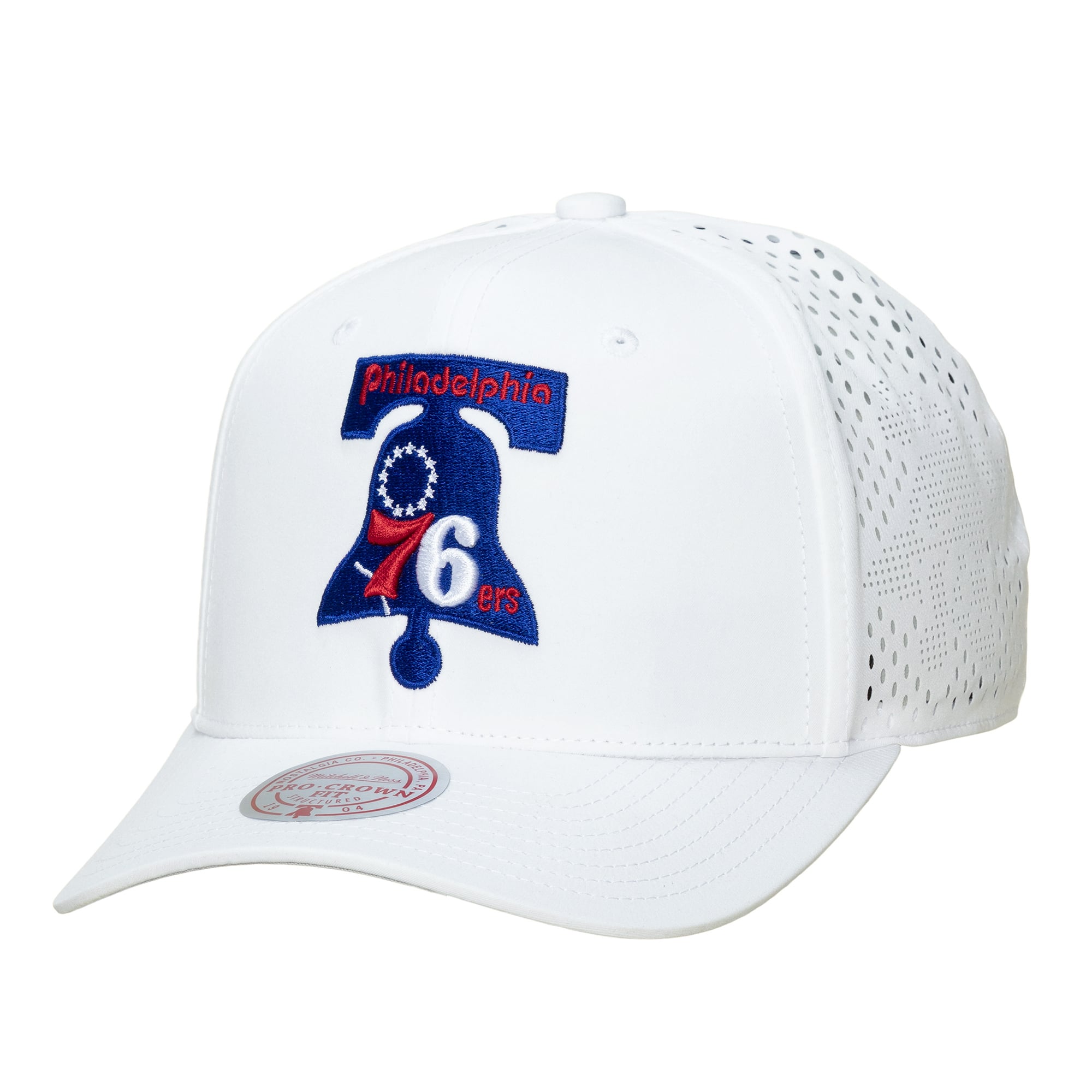 Men's Mitchell & Ness White Philadelphia 76ers Perfect Lightweight Pro Crown Adjustable Hat
