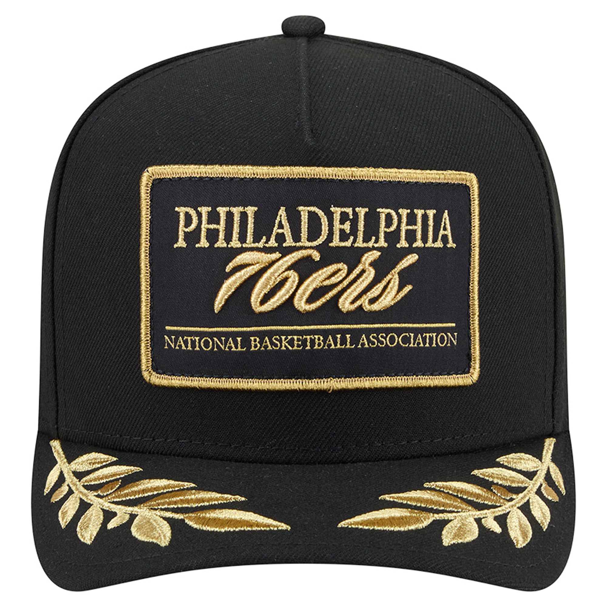 Men's New Era Black Philadelphia 76ers Golden 9FIFTY Snapback Hat