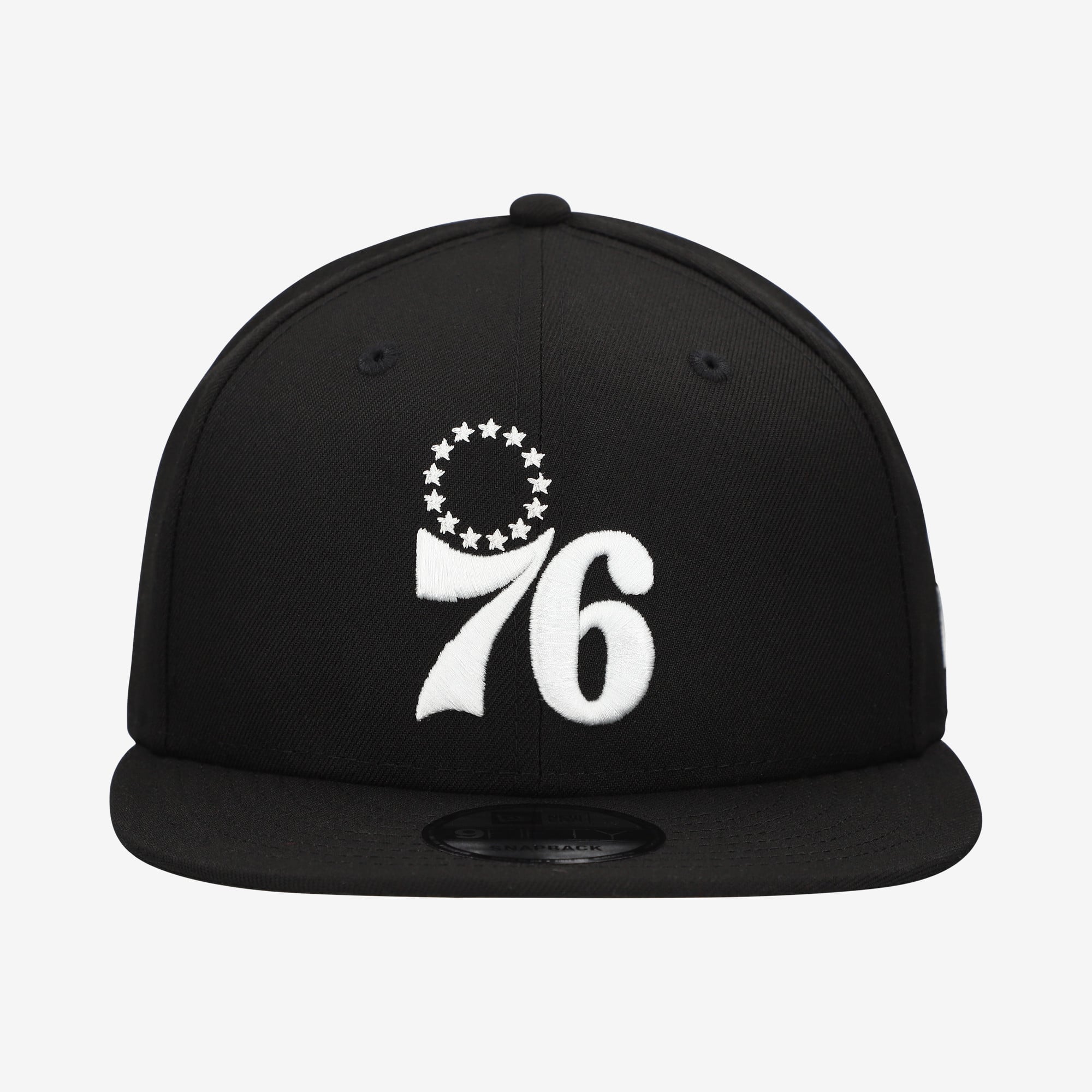 Casquette snapback New Era noire pour homme, équipe des Philadelphia 76ers, modèle 9FIFTY