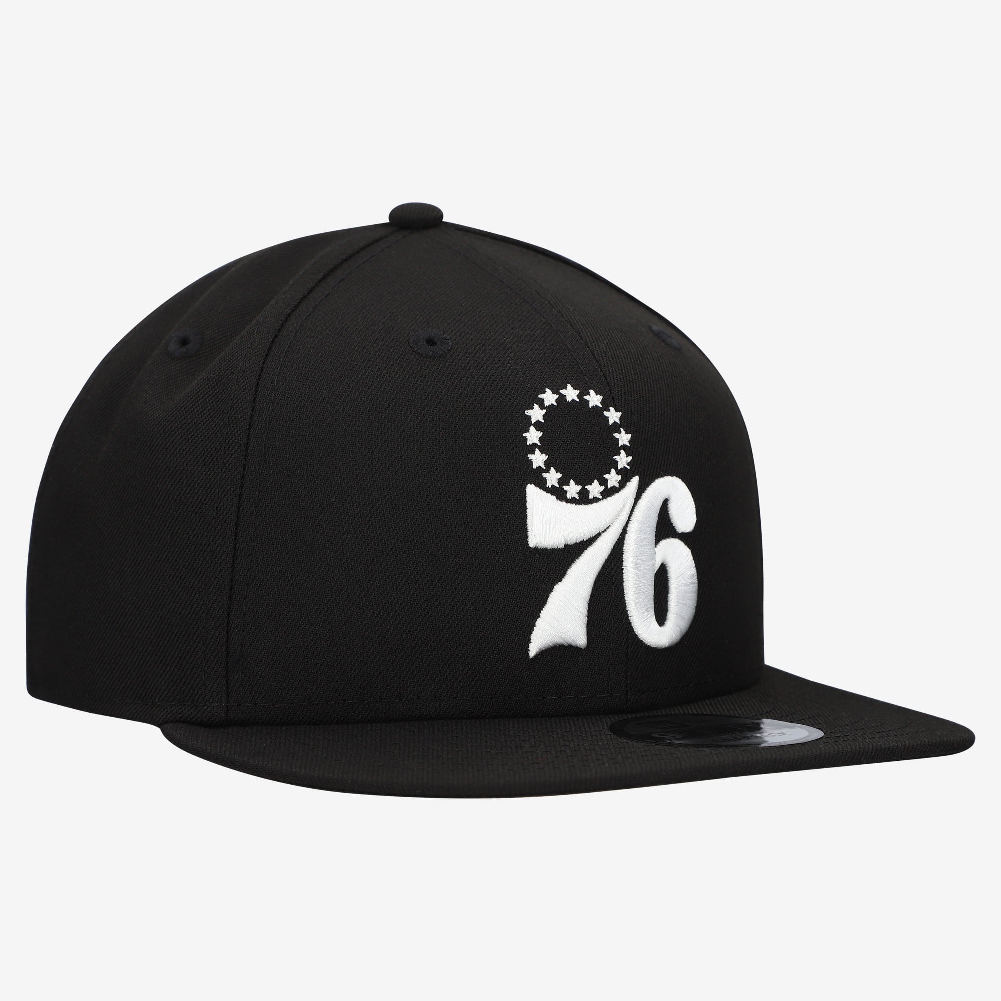 Casquette snapback New Era noire pour homme, équipe des Philadelphia 76ers, modèle 9FIFTY
