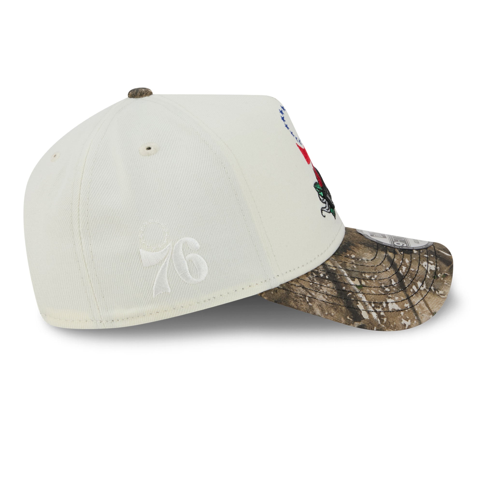 Casquette ajustable New Era crème/camouflage Philadelphia 76ers Rose Banner 9FORTY A-Frame pour homme