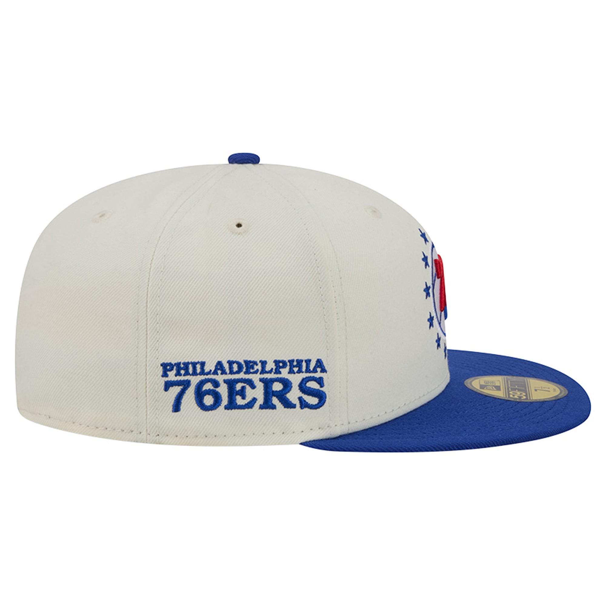 Men's New Era Cream/Royal Philadelphia 76ers Deceptor 59FIFTY Fitted Hat