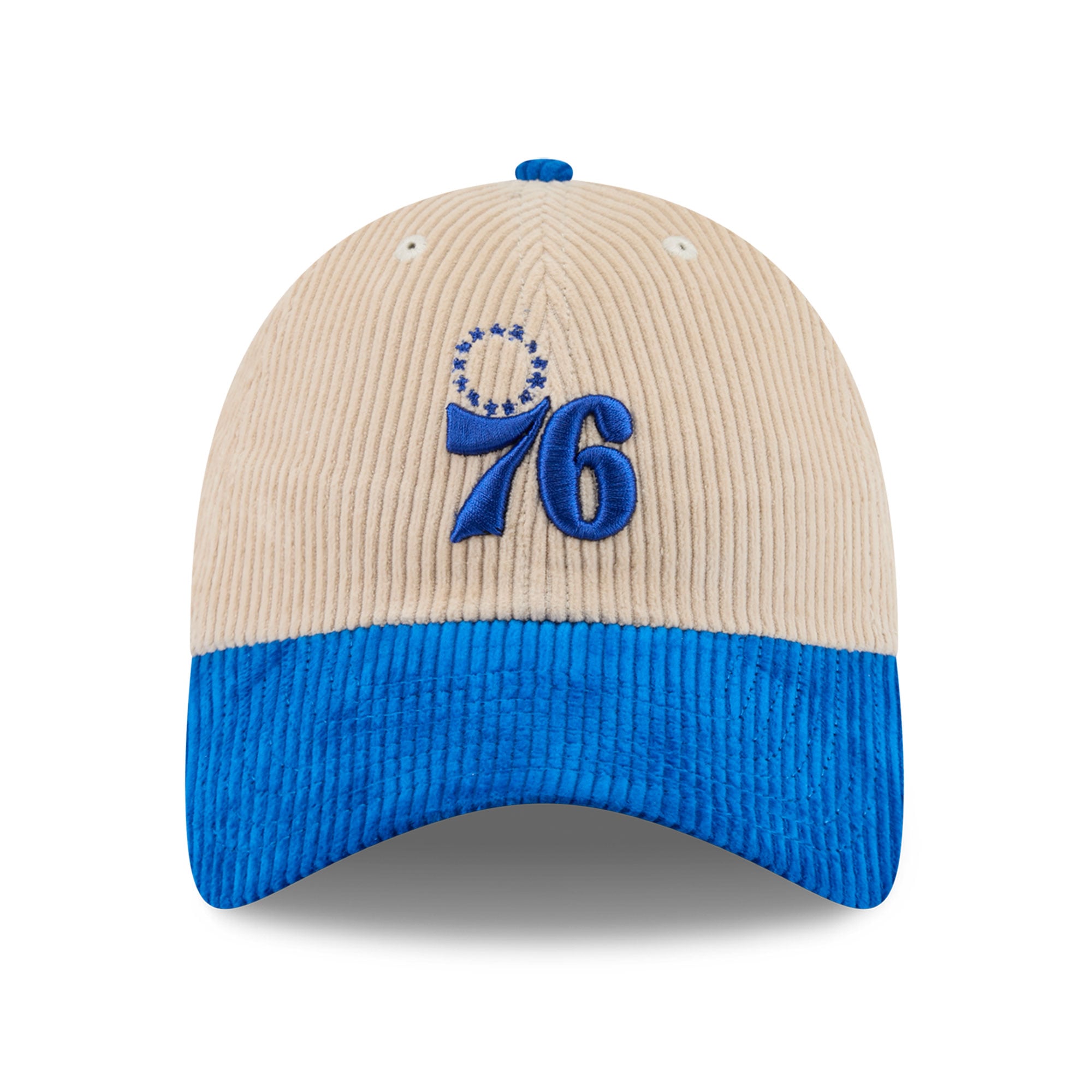 Men's New Era Cream/Royal Philadelphia 76ers Tonal Corduroy Casual Classic Adjustable Hat