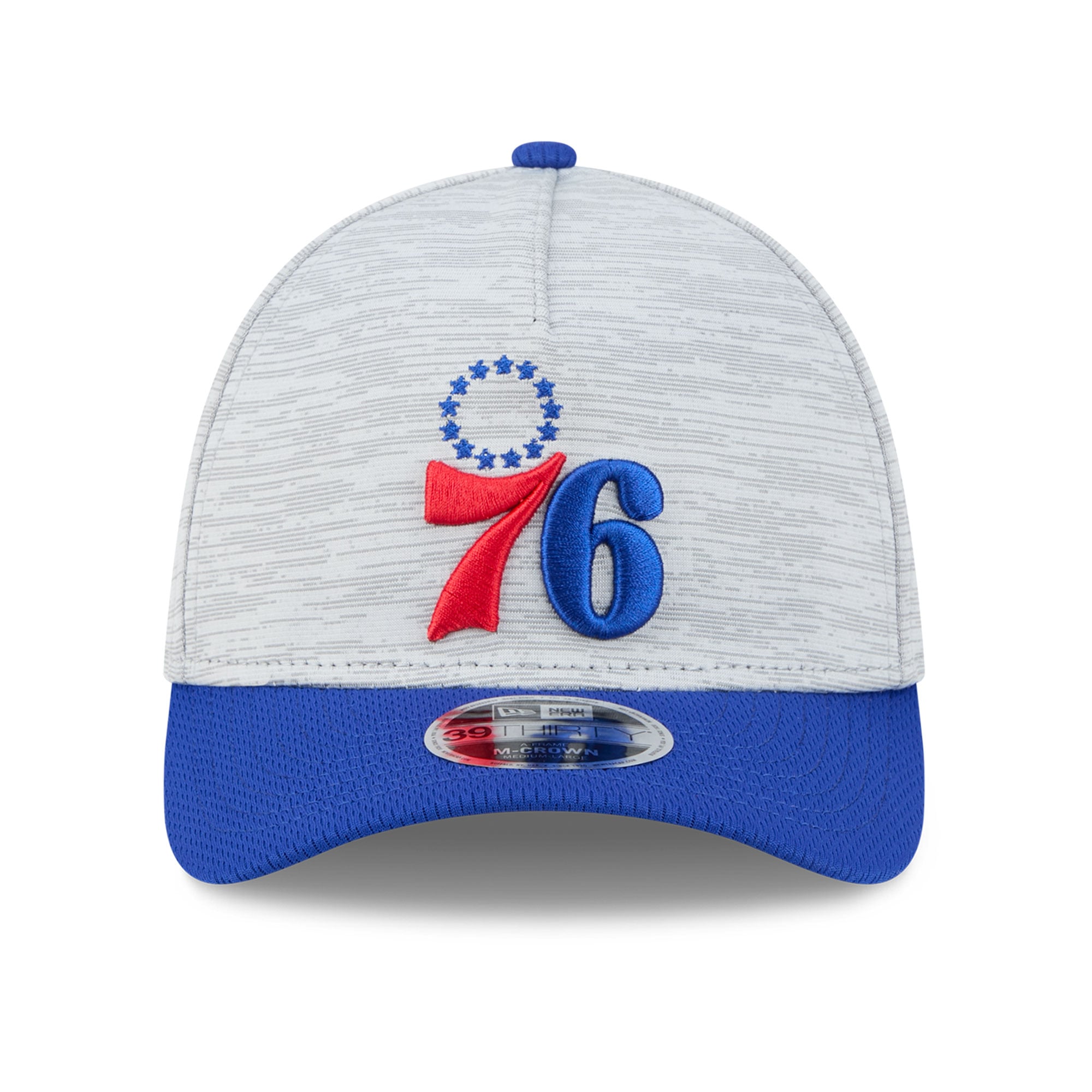 Casquette New Era grise Philadelphia 76ers 39THIRTY M-Crown Tech Stretch pour homme